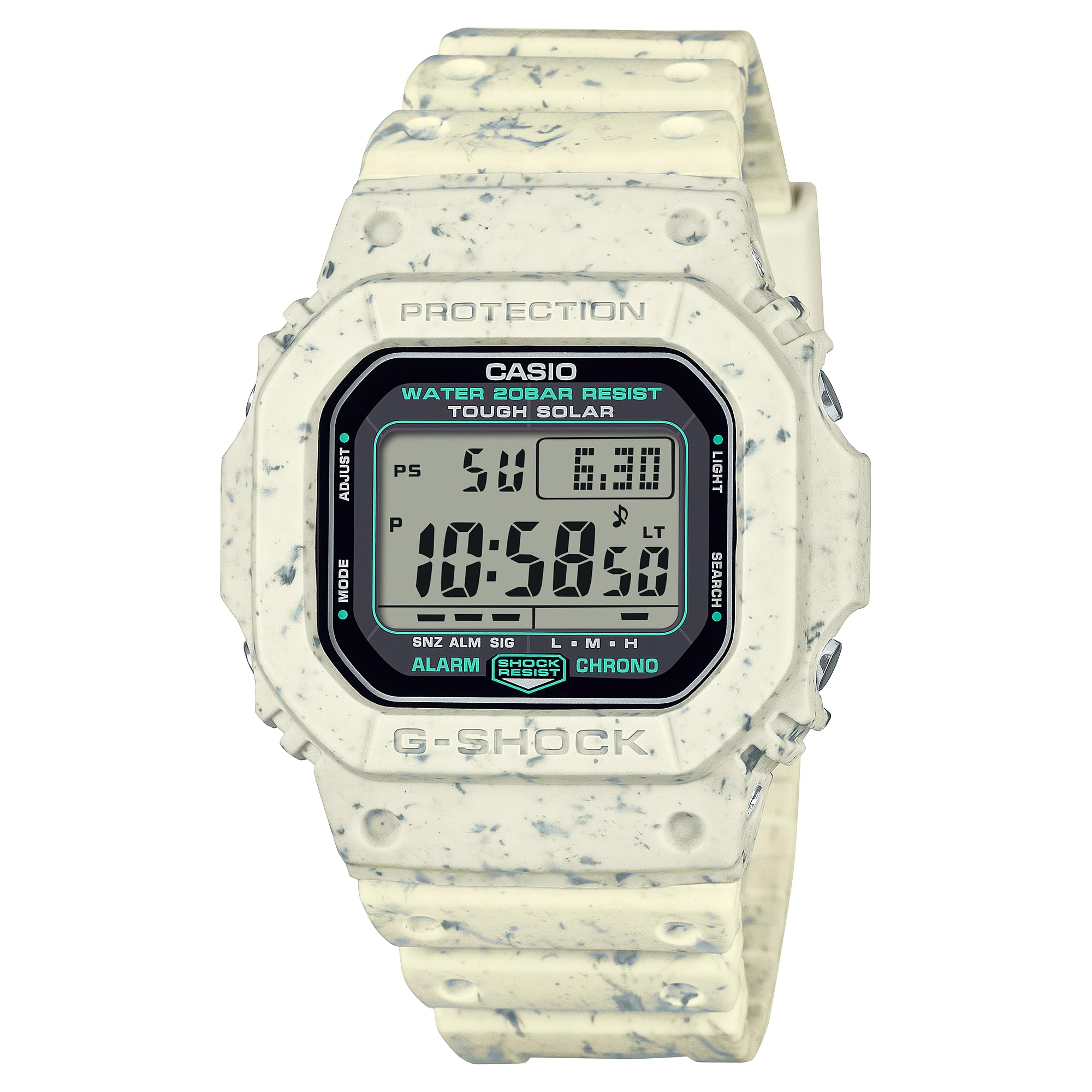 Casio G-Shock Relógio digital verde branco de resina reciclada