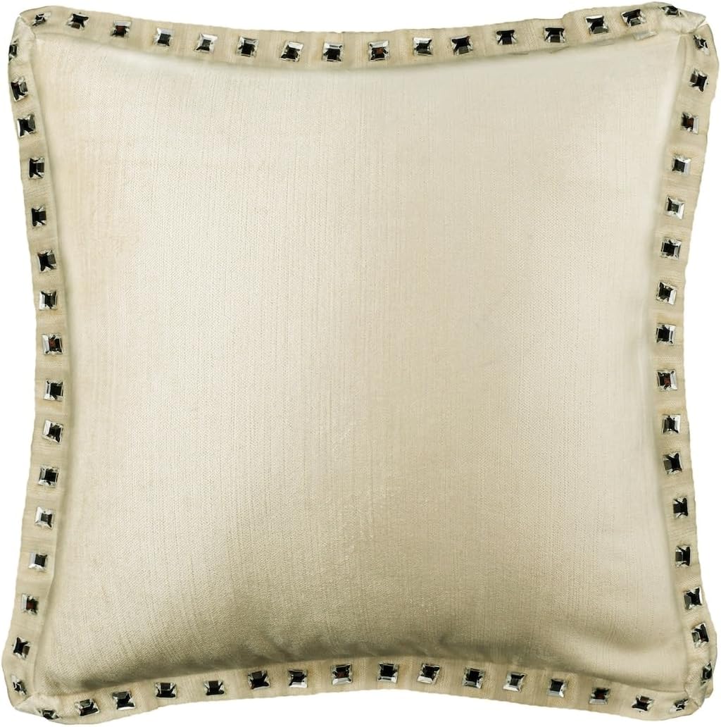 The HomeCentric Pillow Cover, Ecru Throw Pillows Cover, Crystals Sparkly Throw Pillows Cover, 14x14 inch (35x35 cm) Throw Pillow Covers, Square Velvet Throw Pillows Cover, Solid - Ecru Crystal Palace