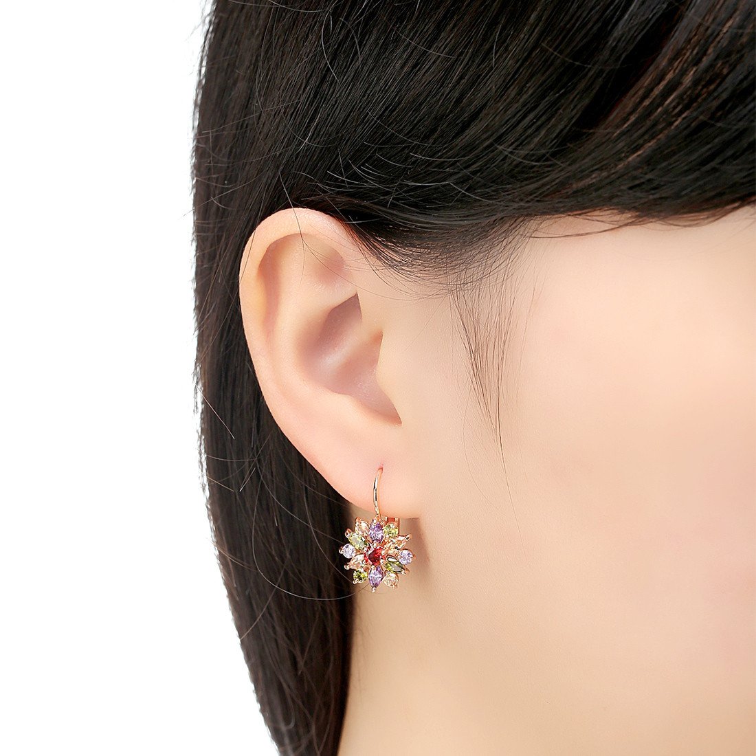 1 Coppia Di Orecchini A Forma Di Fiore Placcati In Oro Rosa Per Donne Con Zircone Cubico | SHEIN ALIA