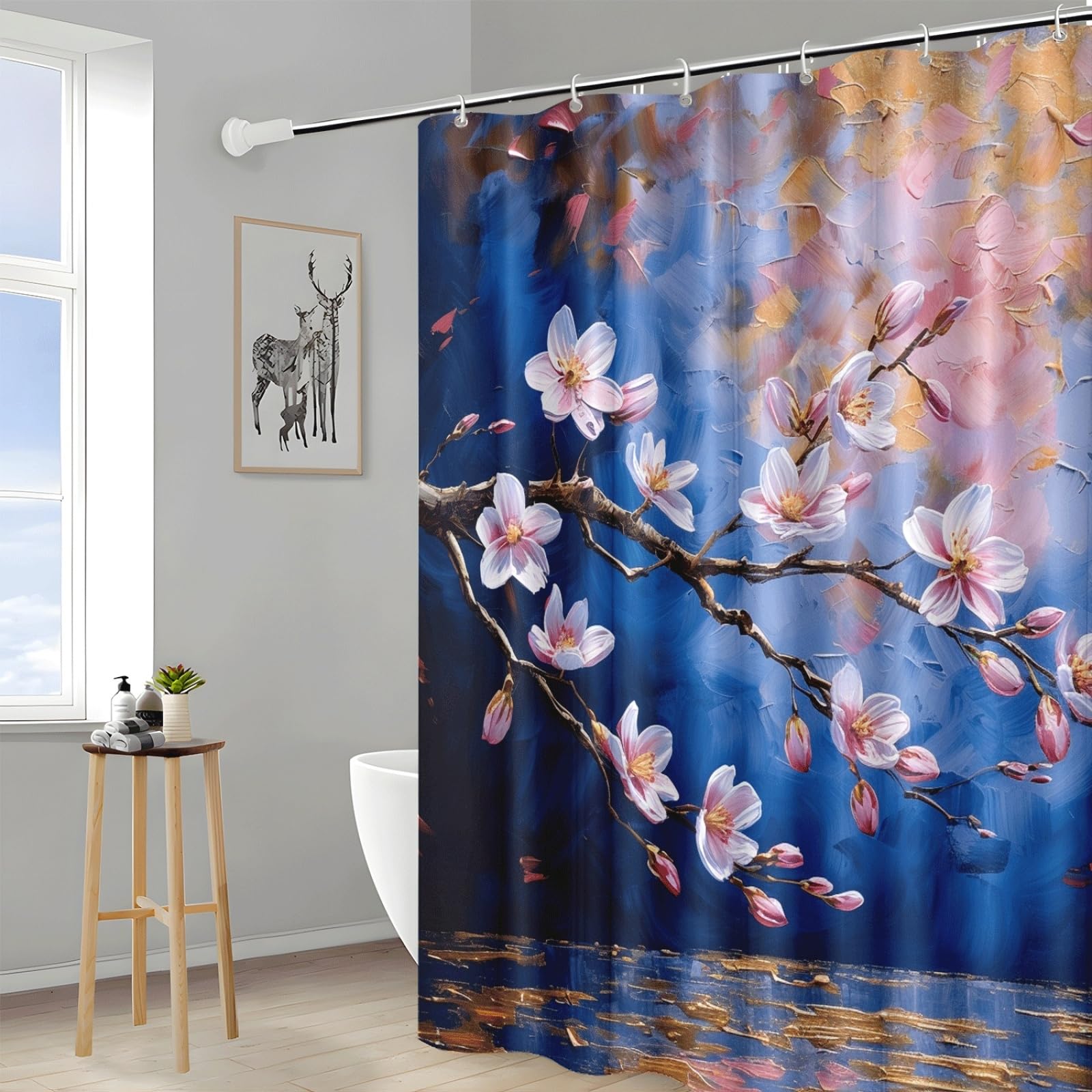 Tenda Doccia Graffiti Blu Scuro Tenda Doccia Antimuffa Impermeabile Poliestere Lavabile con 12 Ganci Facile da Installare Tende Finestra Bagno per Dormitorio Hotel(180x220cm)