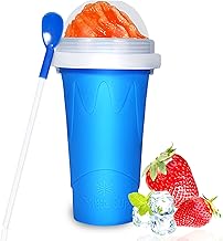 Color Land Slushy Cup DIY Smoothie Cup Pinch Cups TIK TOK Frozen Magic Squeeze Cup Cooling Maker Cup Freeze Mug Milkshake Tools Portable Smoothie Mug - Blue (Blue)