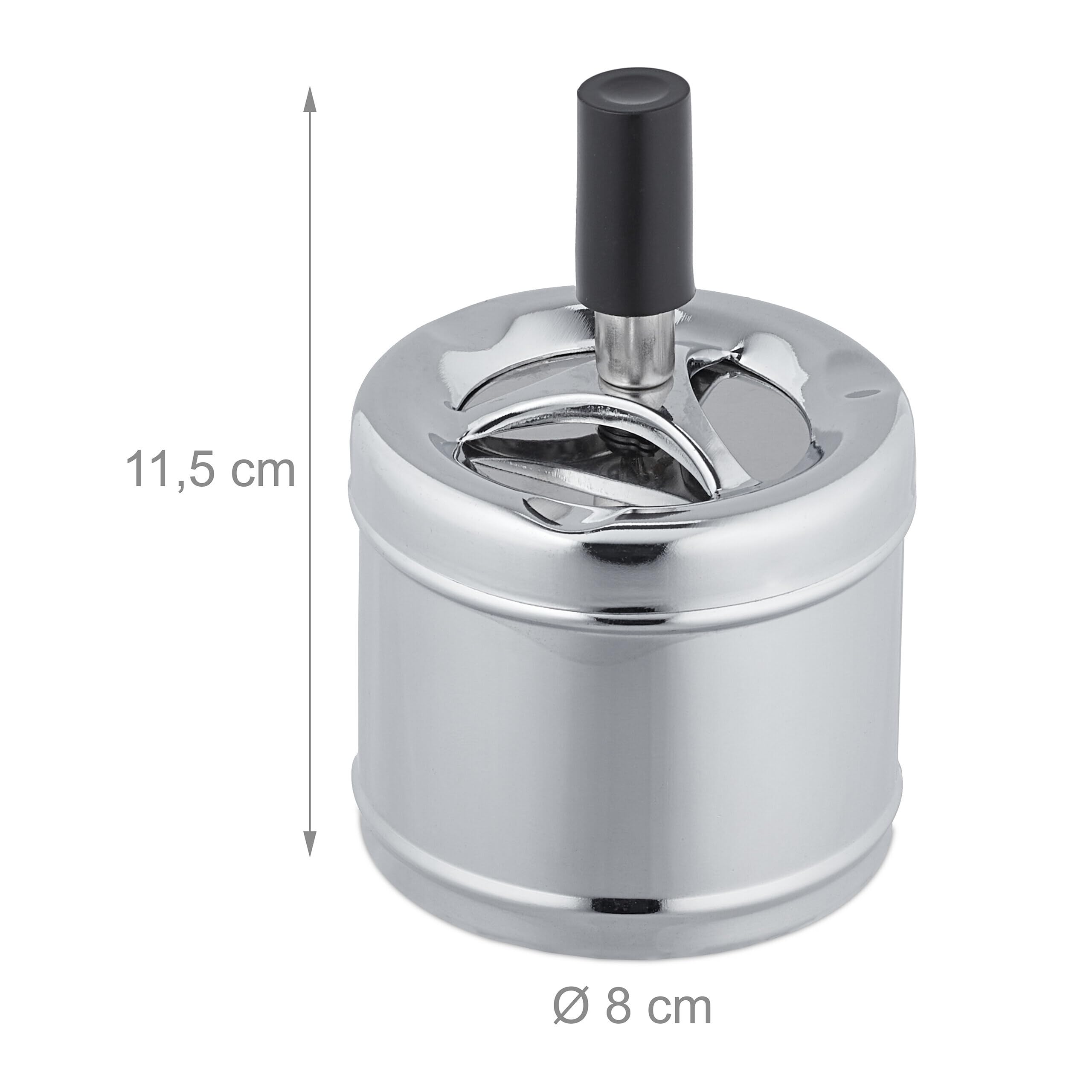 Edelstahl Aschenbecher Mit Drehbarem Deckel – Rund, Tragbar, Winddicht, Mehrfarbig, 12,5 X 9 Cm, Als Souvenir Oder Für Zuhause, Büro & Auto