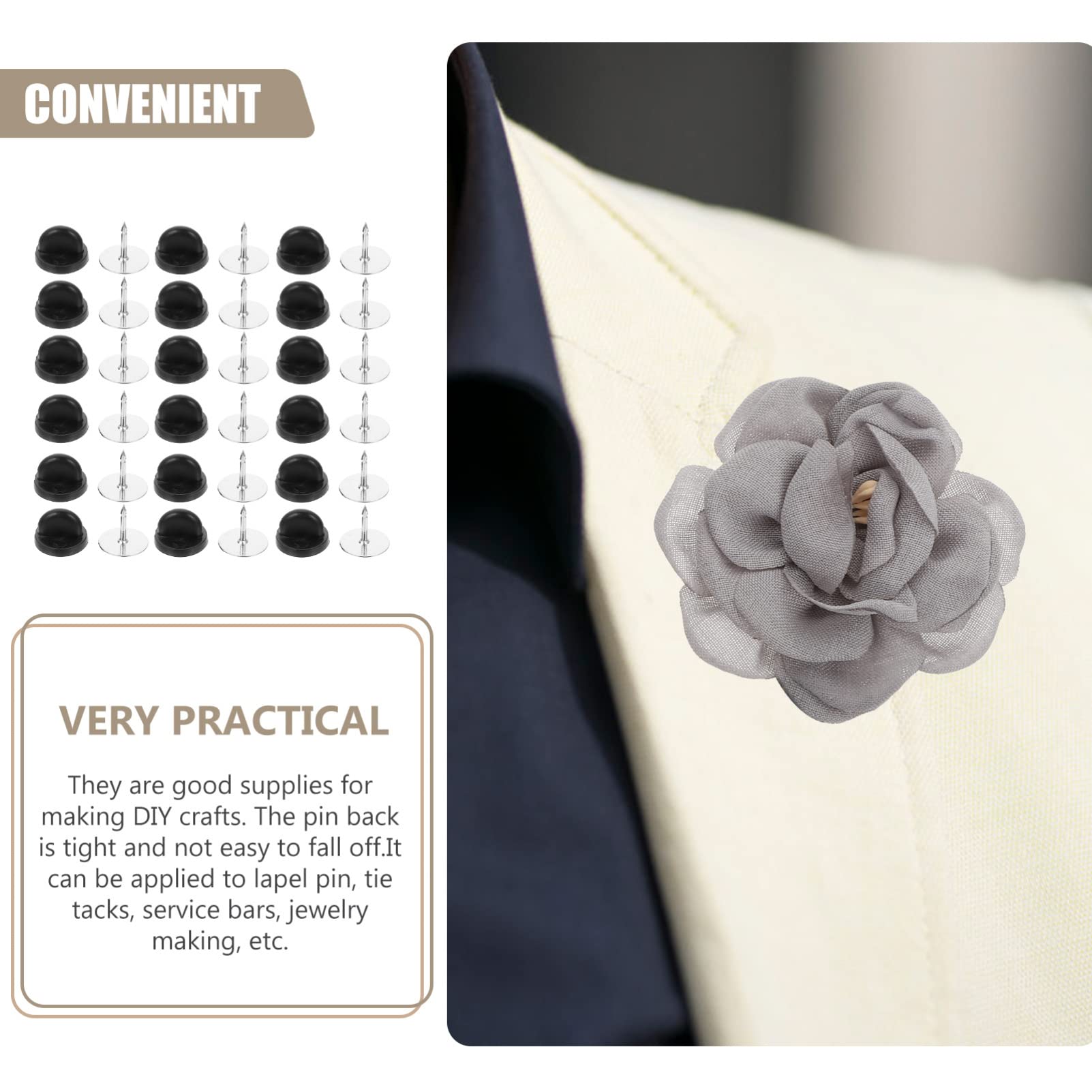 Holibanna 1Set Professional Brooch Pins Butterfly Clutch Accessory for Daily Use Tie Tack Badge Pin Secure Grip Smooth Opening for Jewelry Making