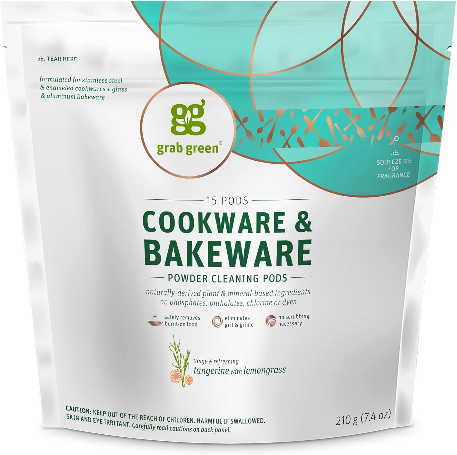 Grab Green Cookware and Bakeware Cleaner Pods, 4 Bags of 15