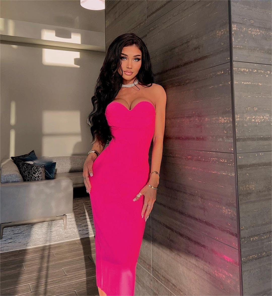 BELLA BARNETT Tube Dress Sexy Bodycon Dress Trendy Strapless Dress Club Dress