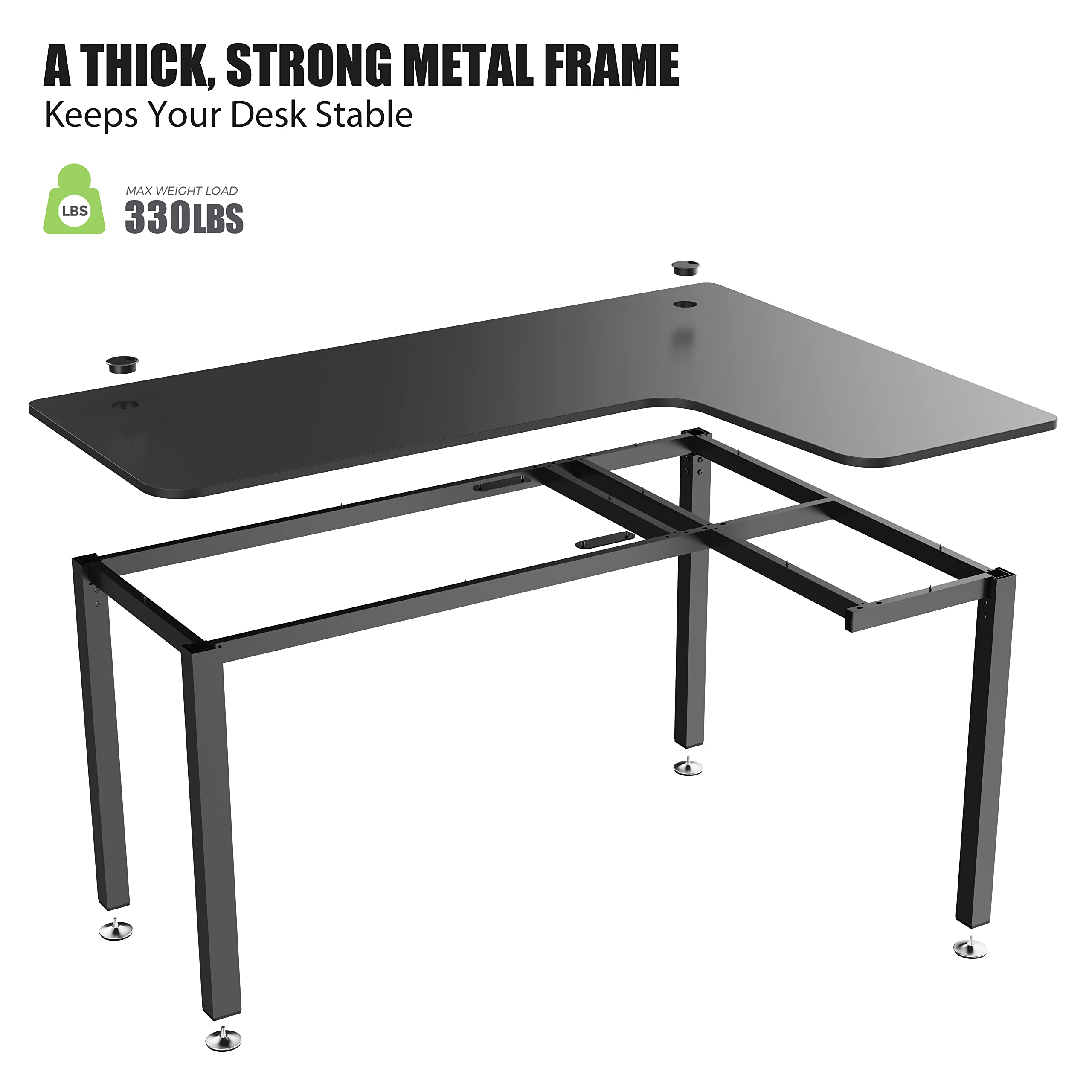 EUREKA ERGONOIC L Shaped Gaing Desk, 61 Inch Corner Coputer Desk, Odern Office Study Writing - View #6