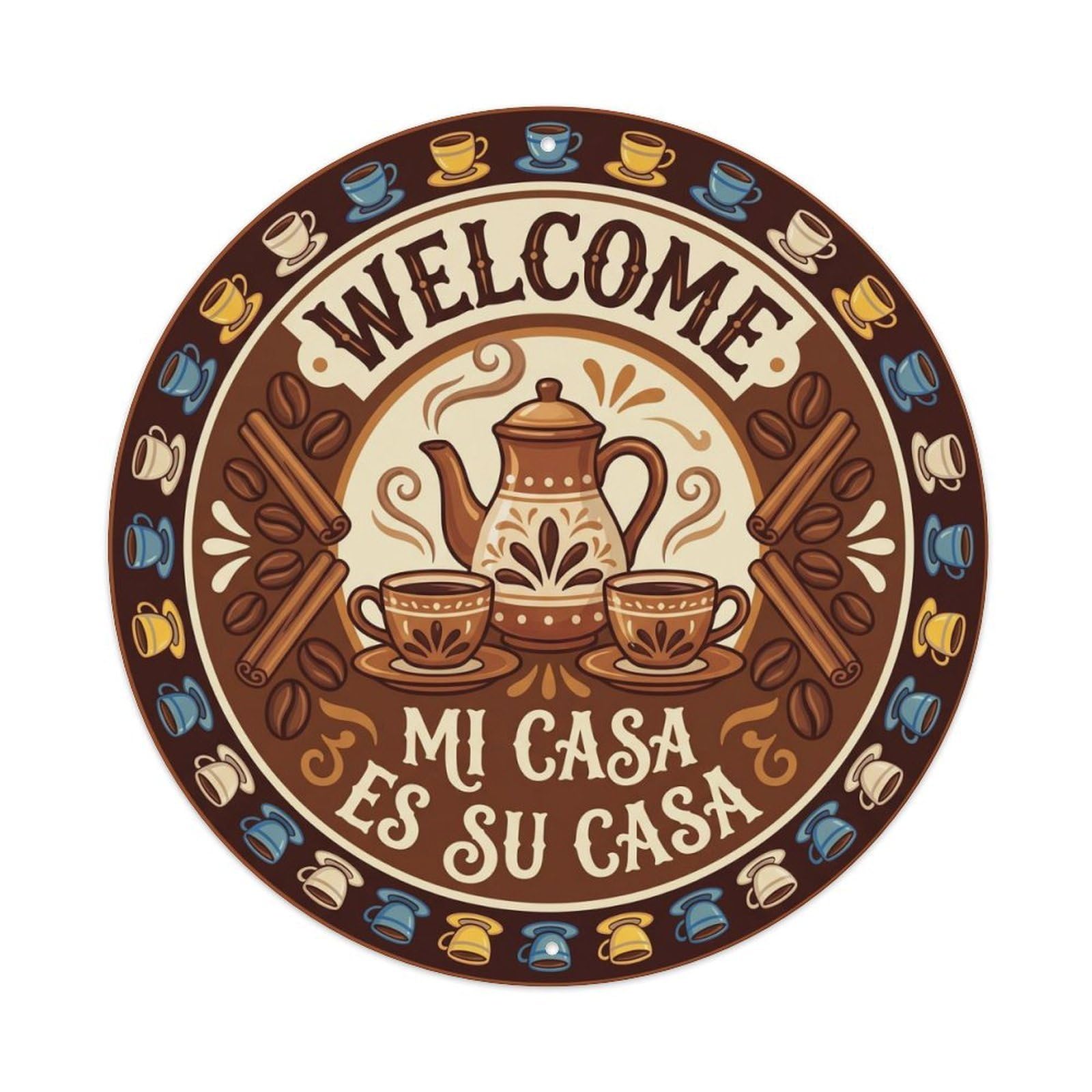 Vintage Welcome Friend Visit Metal Tin Sign Plaque