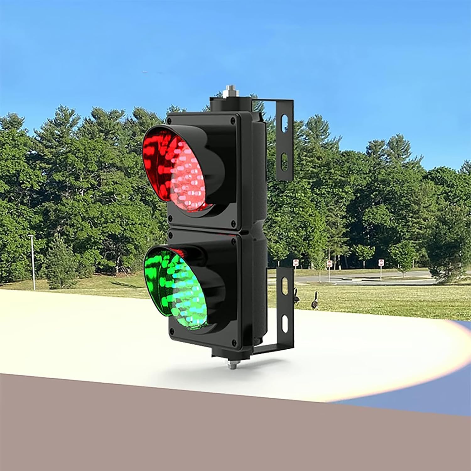 2 Red/Green LED Traffic Light Lamp, Traffic Light for Indoor & Outdoor, Industrial Signal Lamp for Wall with Button Control, Plug & Play