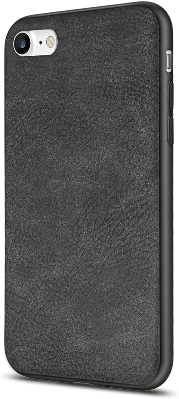 Slim PU Leather iPhone 7/8 Case, Vintage Shockproof, Black