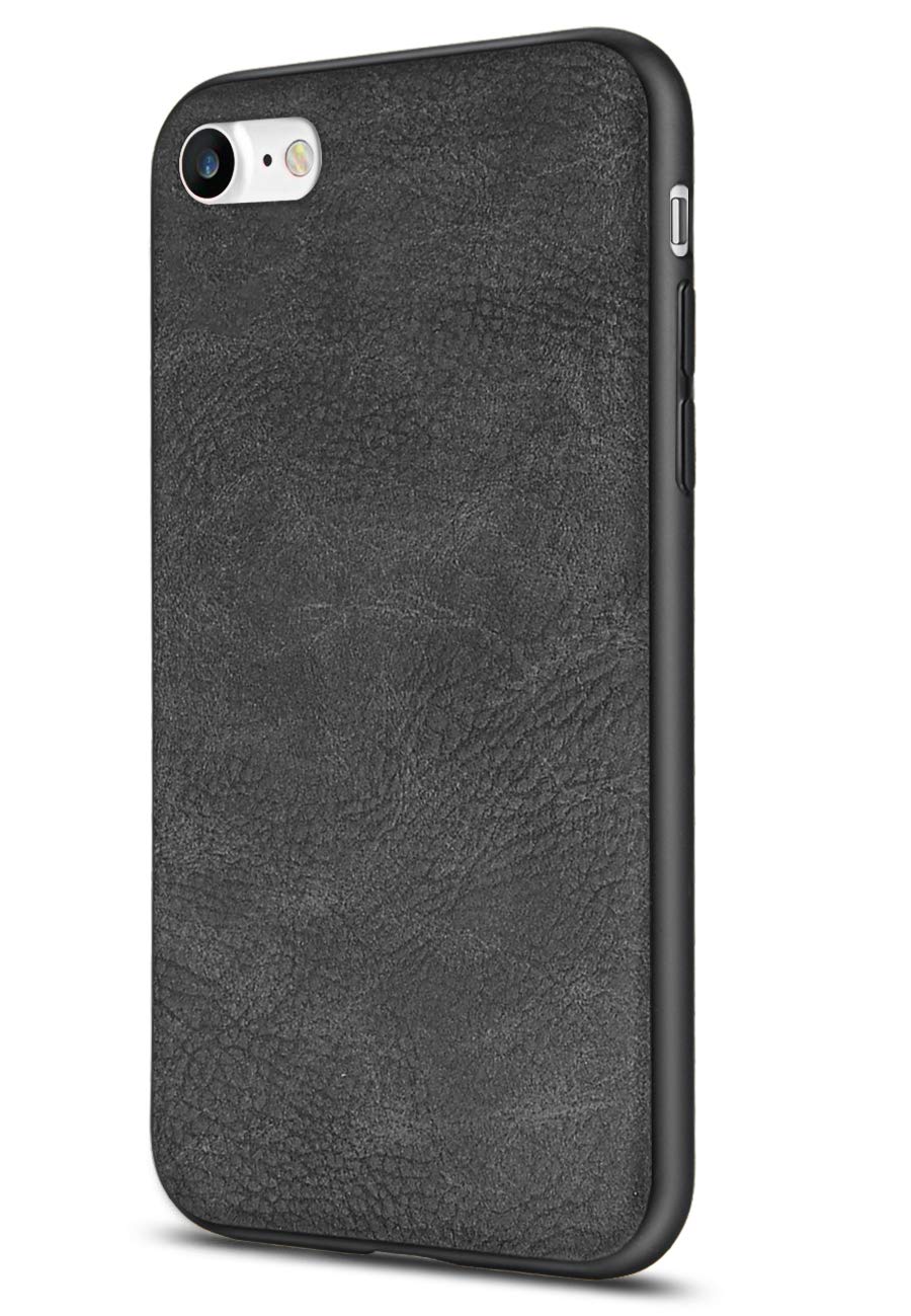 Slim PU Leather iPhone 7/8 Case, Vintage Shockproof, Black