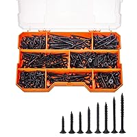 Vista 1 de Juego de 380 tornillos para paneles de yeso, tornillos de madera de 8 tamaños, tornillos de acero negro para paneles de yeso, cabeza de corneta