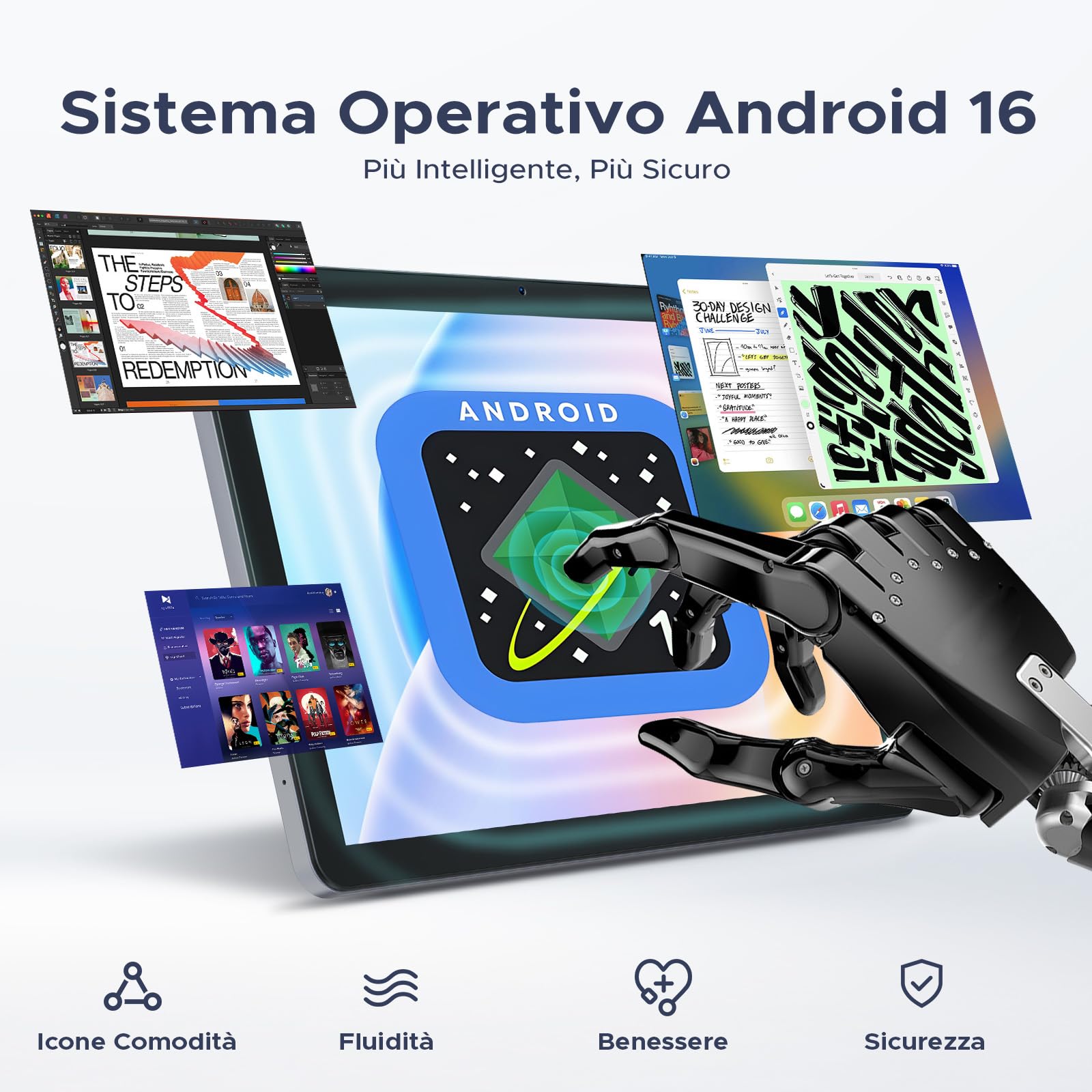 P10 Pro Tablet Android 16, Tablet 10 Pollici con Gemini AI, 120Hz, Octa-Core T7250, 48GB RAM+128GB ROM/2TB TF, 8800mAh, 13MP+5MP, Face ID/GPS/FM/Jack 3,5 mm, Tablets con Tastiera e Penna, Grigio