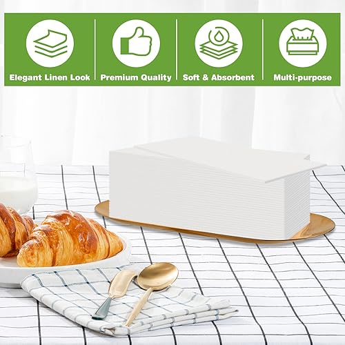 Miniatura 4 de Toallas de mano desechables con tacto de lino, paquete de 200 toallas de invitados para baño, papel de seda de mano similar a la tela, 12 x 17