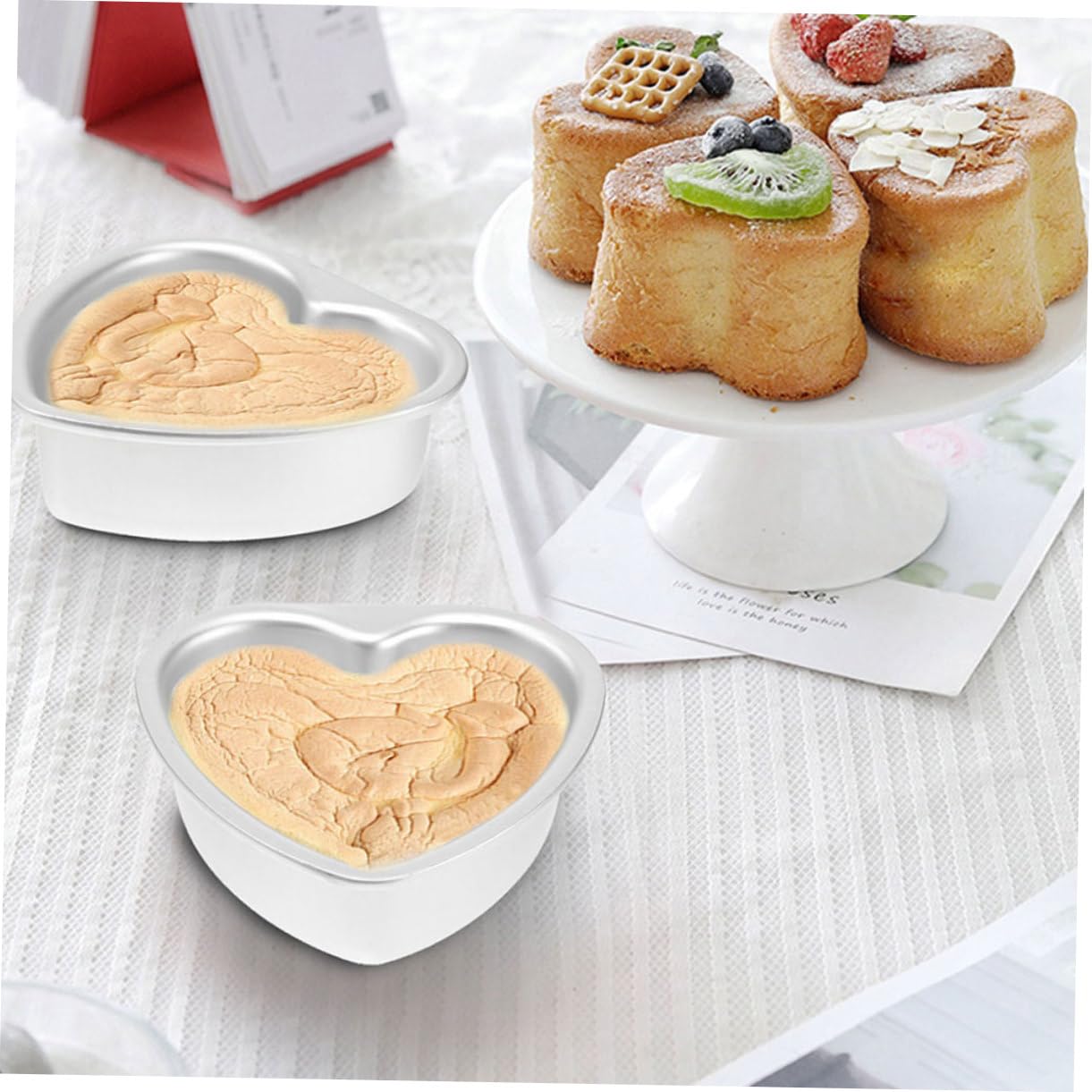 Ciieeo 5 Pezzi Teglia Da Forno in Alluminio A Forma Di Cuore Teglie Per Dolci A Forma Di Cuore Pratica Teglia Da Forno Liscia Facile Da Pulire