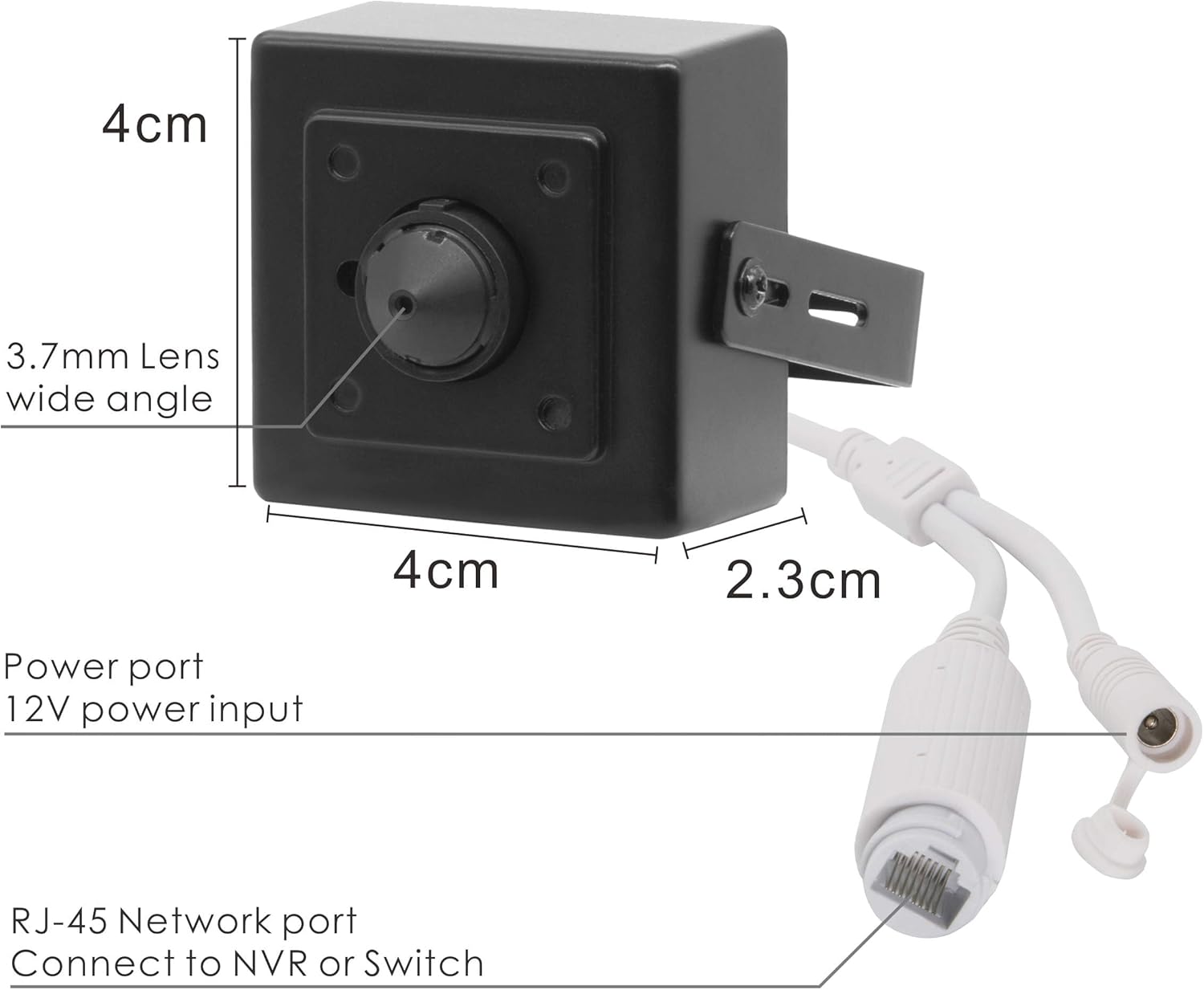 5MP POE IP Security Mini Hidden Camera, 3.7mm Wide Angle Pinhole Lens, Indoor Spy Camera, Must Work with NVR or PoE Switch