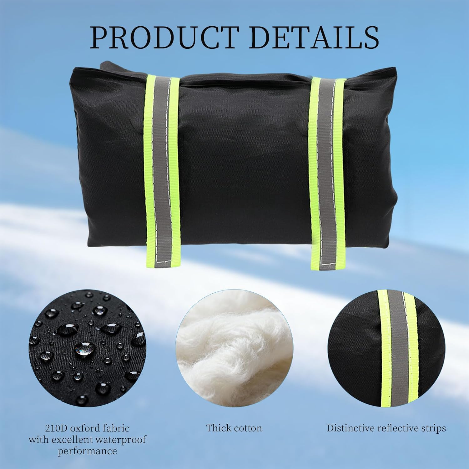 4Pcs Outdoor Faucet Cover for Winter 7.8" H X10.3" W Freeze Protection Frost Proof Insulated Spigot Freeze Miser Reusable Black with Reflective Strips Suitable for Garden Patio Outdoor Faucets image 3