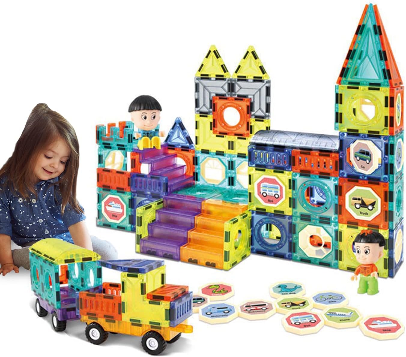 HOMLITE® 139 PCS Magnetic Tiles Building Blocks for Boys and Girls, Construction Toys for Toddlers Kids, Educational 3D Magnet Puzzles…