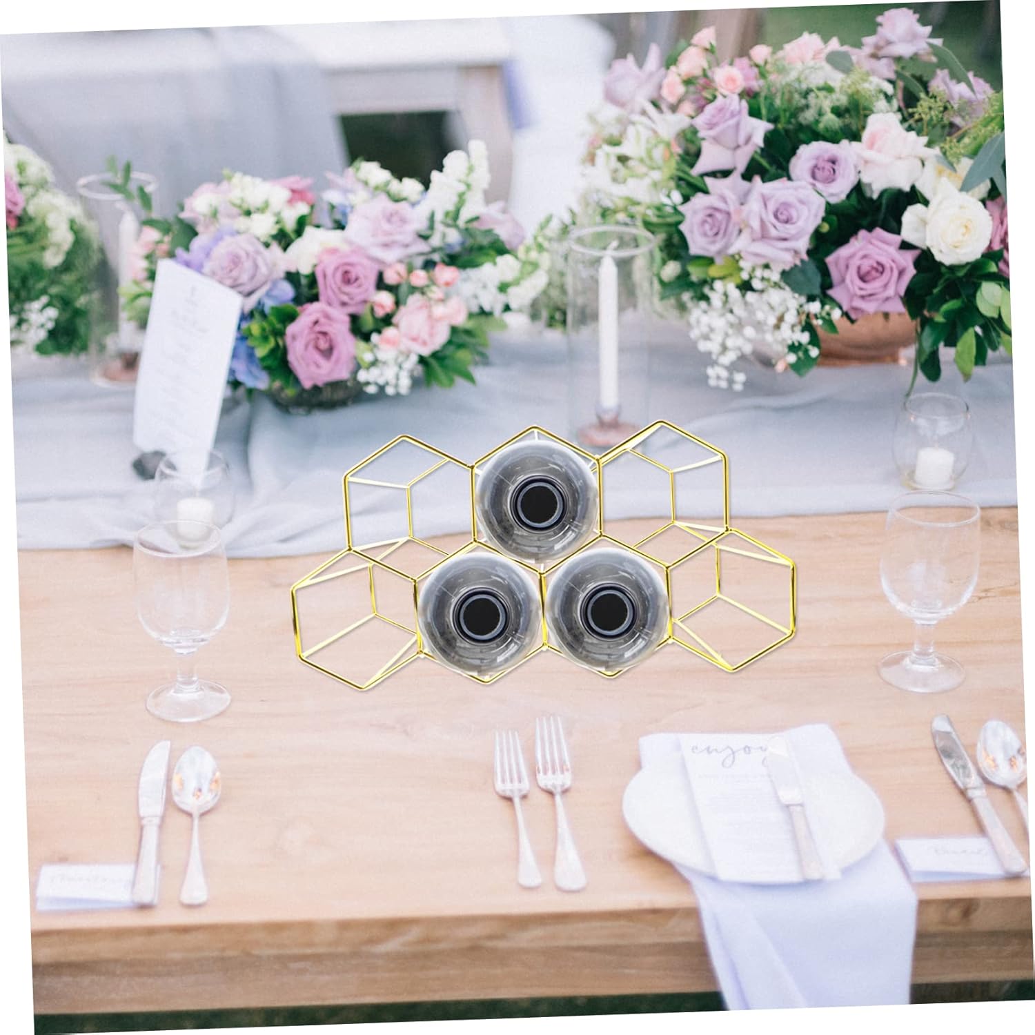 7holes Honeycomb Wine Rack Bottle Rack Metal Stand Storage Vintage Design