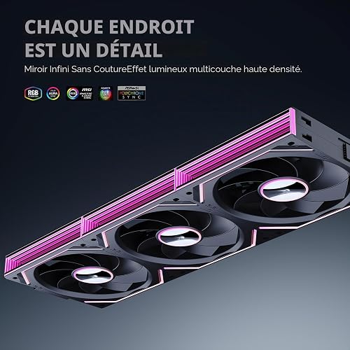 TZMRIT Interstellar-V2SE-Ultra 120mm PC Fan, ARGB PWM 2000RPM / 55CFM Airflow, Forward and Reverse Blade Design, Precision HDB Bearing, High Performance Unit PC Fan, Modular Daisy Chain (BKRF) - 4