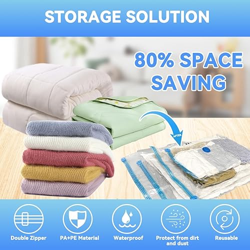 Miniatura 2 de Paquete de 30 bolsas de almacenamiento al vacío con bomba eléctrica, bolsas de almacenamiento al vacío ahorradoras de espacio (5 jumbo5 grandes5