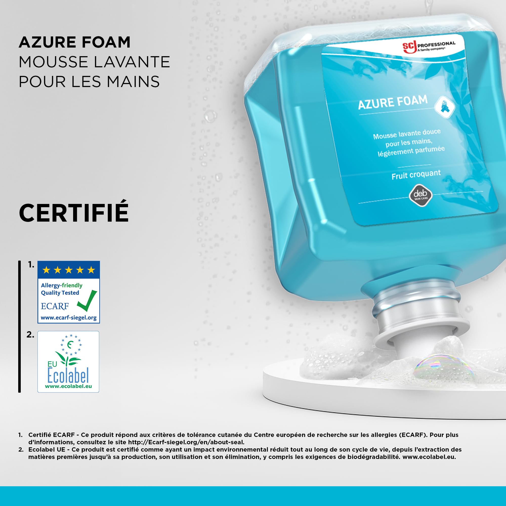 SC Johnson Professional Azure Foam Kit de Démarrage – Distributeur Mural de Savon pour Les Mains – Nettoyant moussant – 1 Distributeur + 1 Recharge (1 Litre) – Réservé à Un Usage Professionnel