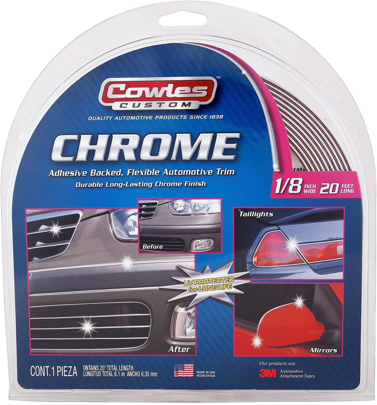 Chrome Car Trim 1/2 Chrome Trim Molding Strip - 16ft Self-Adhesive For Car Door, Window, Bumper Protection Car Door Trim