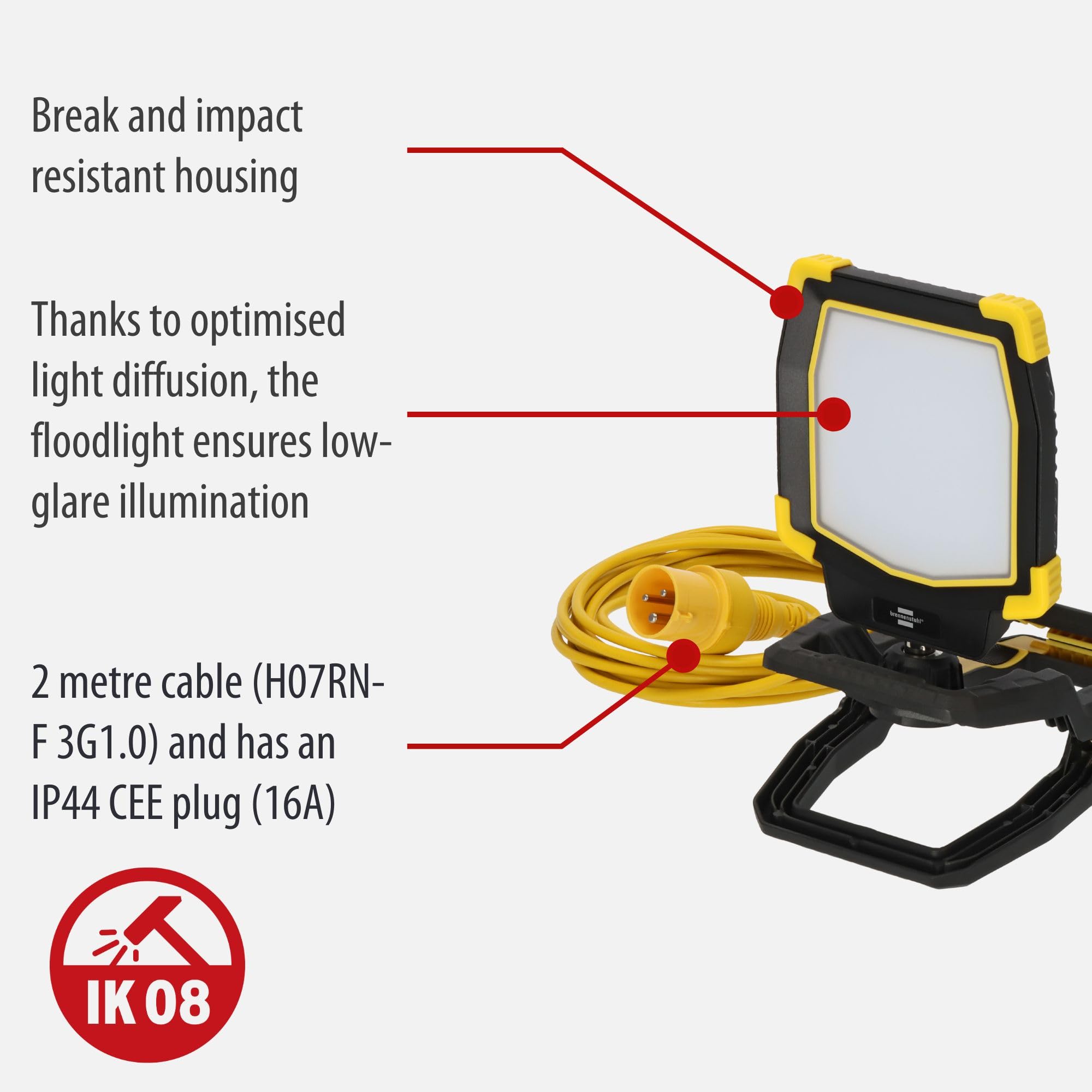 Brennenstuhl Mobile LED Work Light CL 4003 M/Clampable Spotlight 40W with Clamping Device (Construction Spotlight with Tilt Angle - Image 4