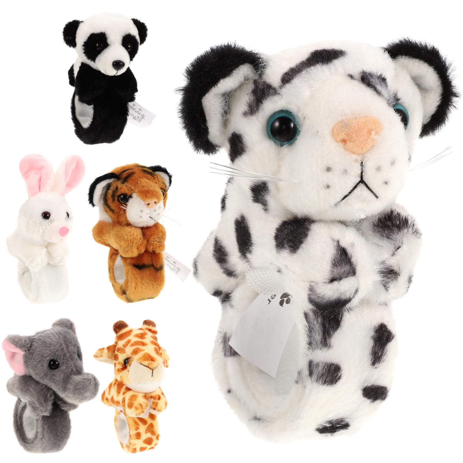 Pulseras de Peluche de Animales de Juguete, 6 Piezas Temática de Jungla, Multicolor, Tamaño Ajustable, Regalos para Fiestas Infantiles y Cumpleaños