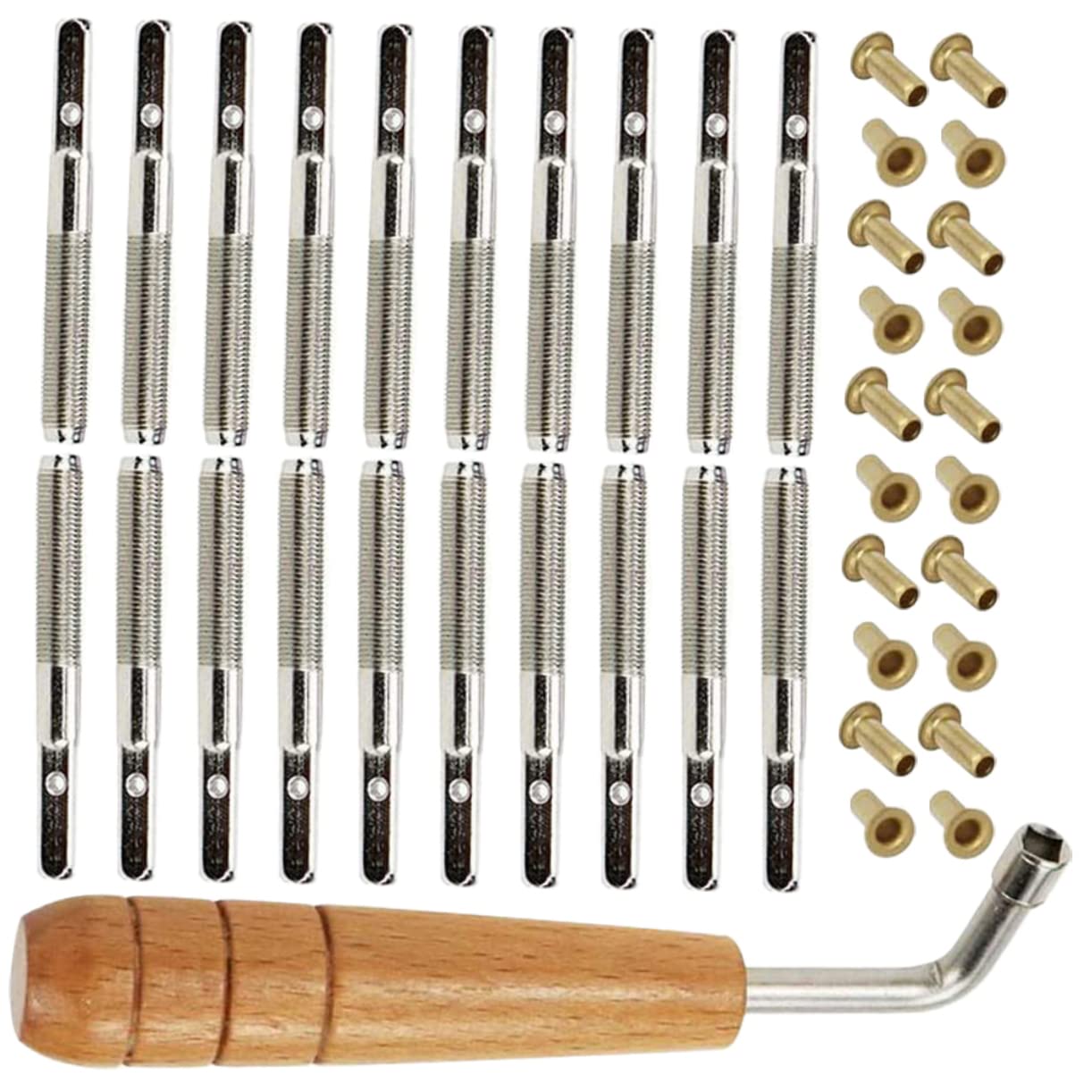 Totority 1 Set Lyre Harp Pegs Durable Replacement Tuning Pegs with Nails Wrench Professional Accessories for Lyre Harp Players Smooth Finish for Easy Tuning Elegant Design