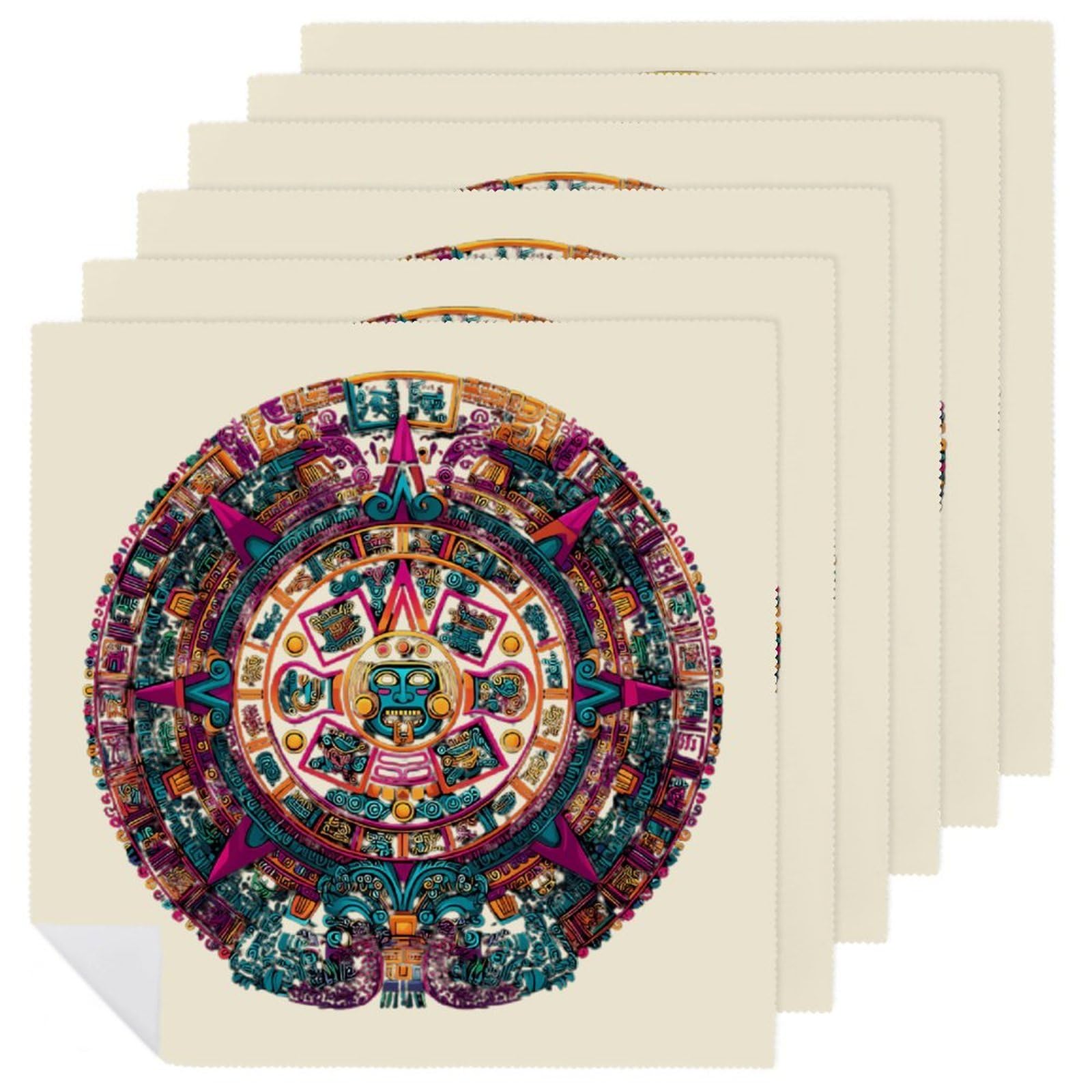 Servilletas de tela reutilizables calendario maya para evitar el papel en bodas