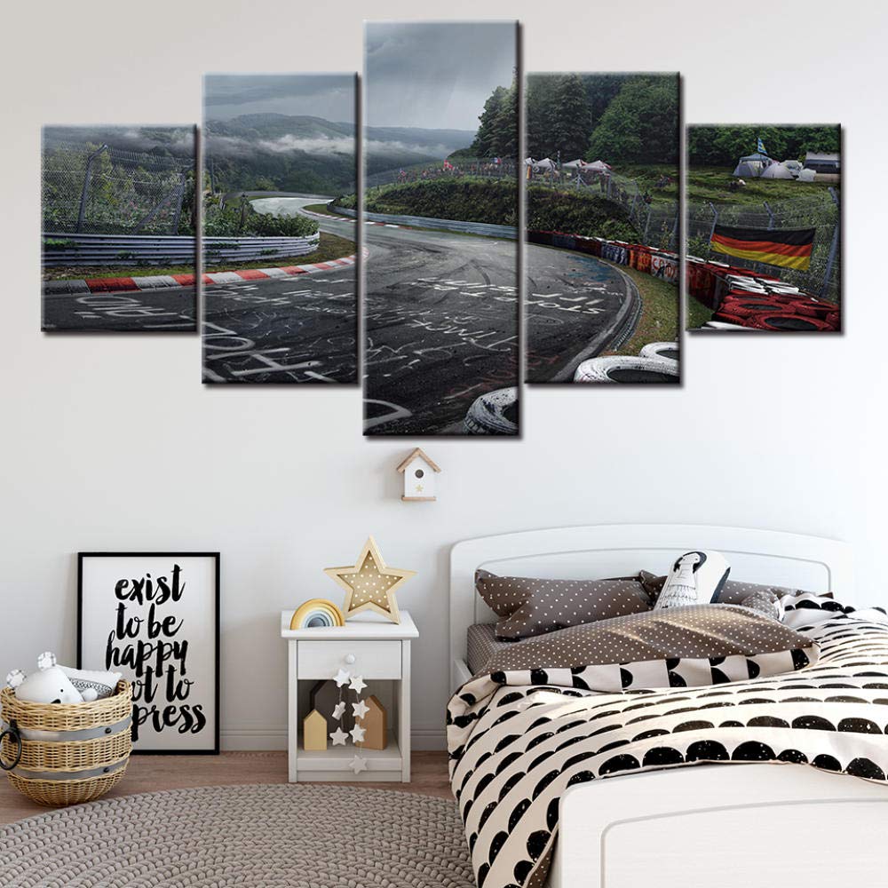 LIVELJ Poster,5 Teilig Leinwand stück Kunstdruck modern Wand Aufhängen Home Dekoration Bild Design HD Panel/Nürburgring-Rallye/Mit Holzrahmen