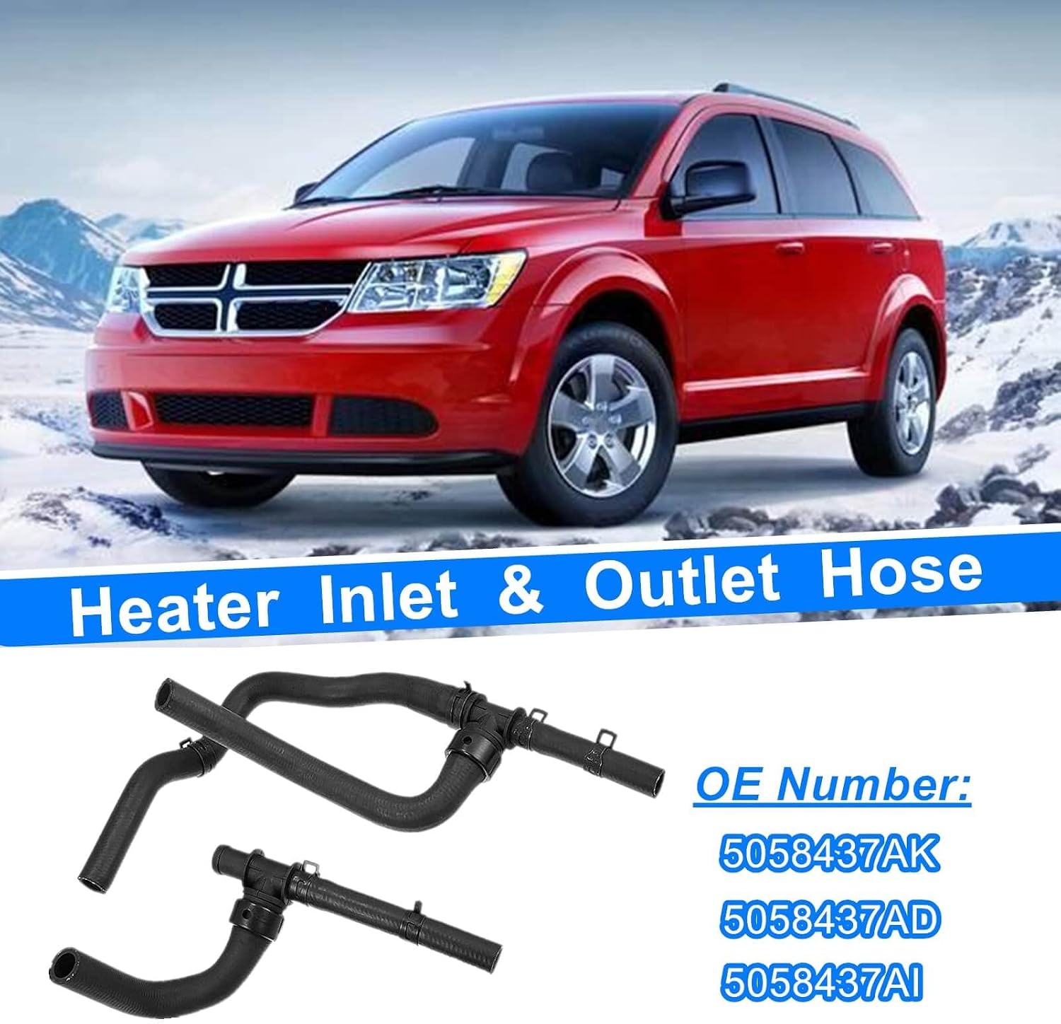 Heater Hose Set with TEE Supply-Return 5058437AK,Compatible with Dodge Journey 2.4VVT 2008-2020 Replace Part Number # 5058437AD 5058437AI 5058437AK