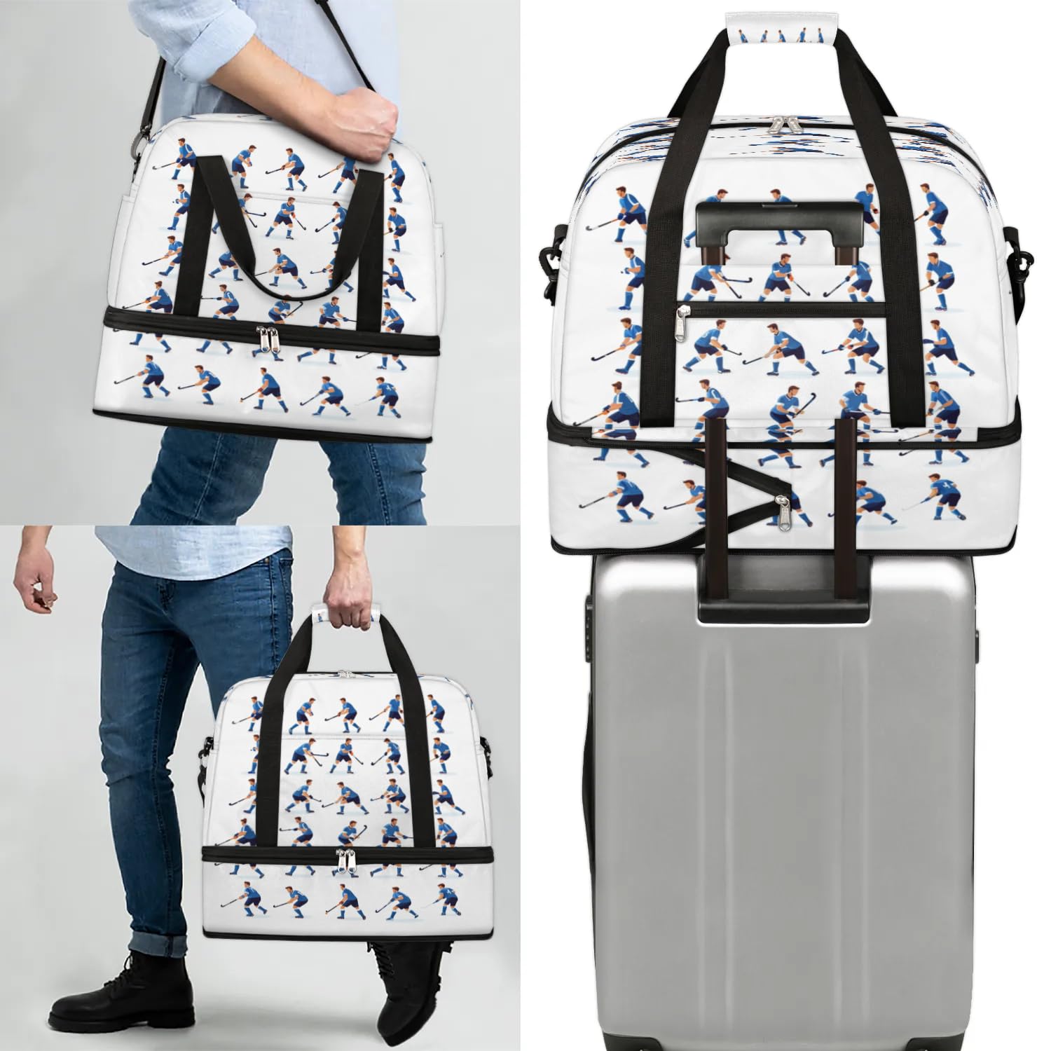 Sac de voyage pour athlète de hockey pour homme et femme, sac de week-end, sac fourre-tout pliable de 47 l pour sport, gym, yoga, couleur, 47 L, Organiseur de sac