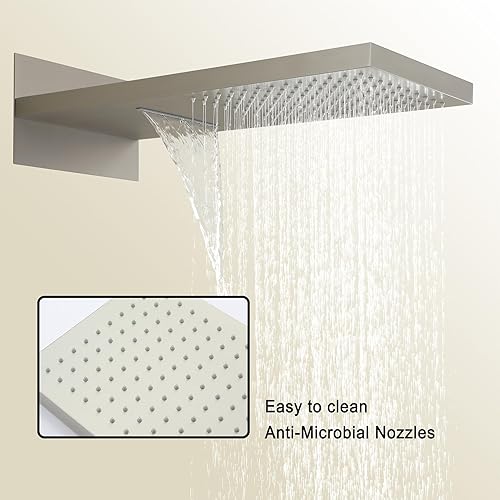 Miniatura 2 de CASAINC Cabezal de ducha de lluvia de 20 pulgadas con mano, sistema de ducha termostático montado en la pared, juego completo de grifos de ducha de