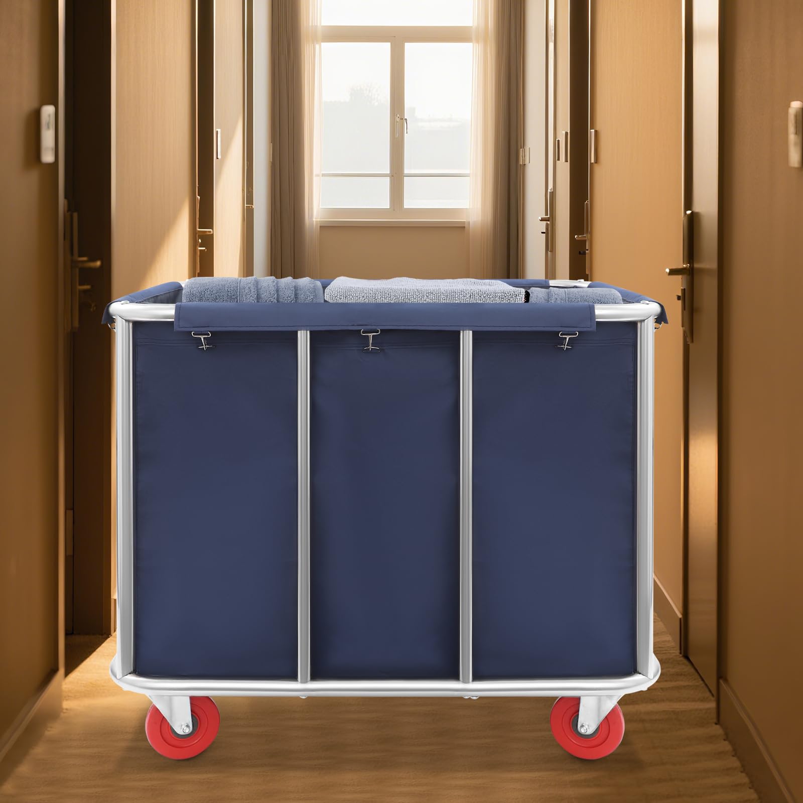 Wäschewagen Bla Moder, 90x65x80 cm, 200 kg Tragkraft, für Hotels und Apartments Wäschekorb Mit Rollen Wäschesortierer Füßen Beinen Rollwagen Transportwagen Trolley Plattformwagen Wagen