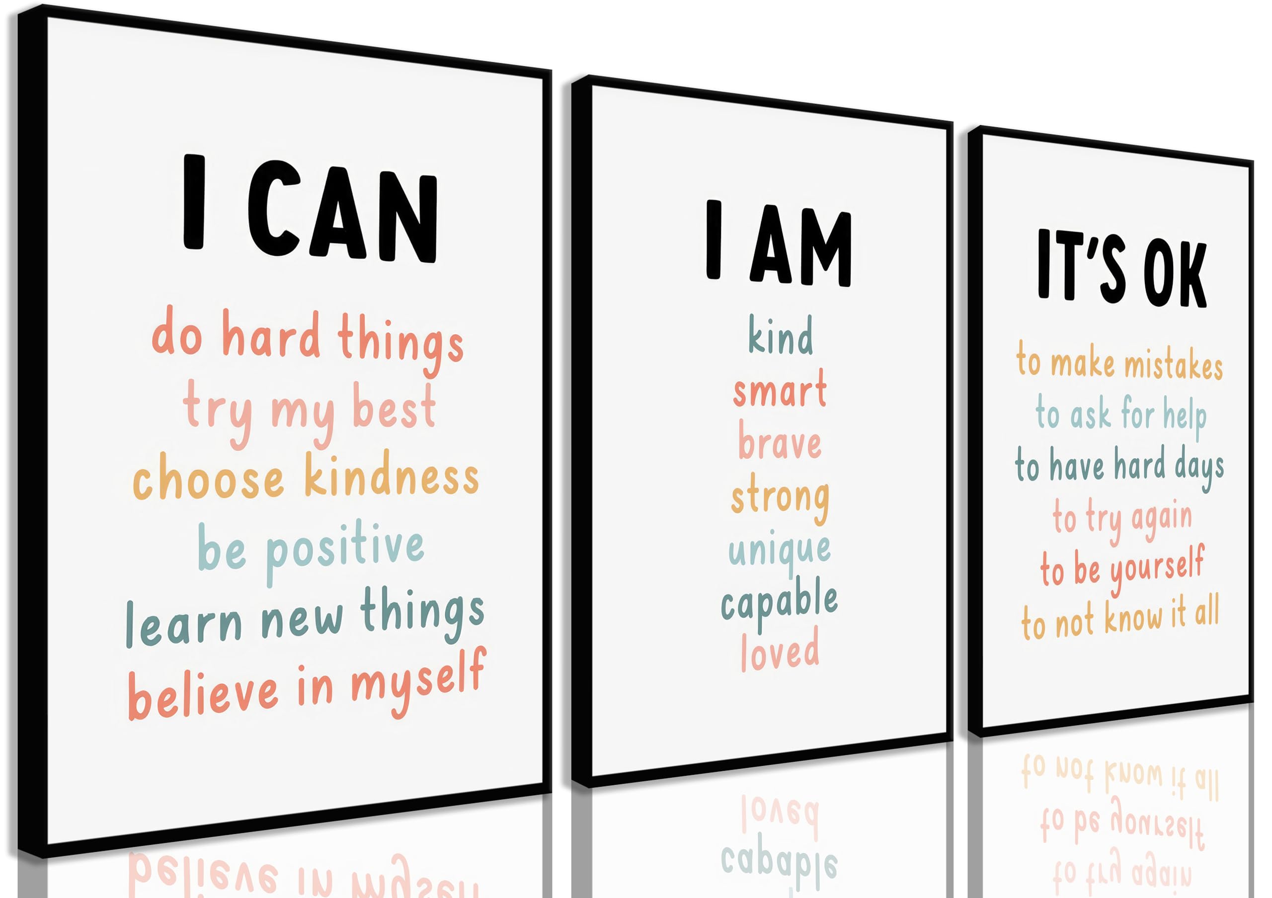 "I Am Kind" Positive Affirmations Canvas Wall Art - Kids Room & Nursery Decor