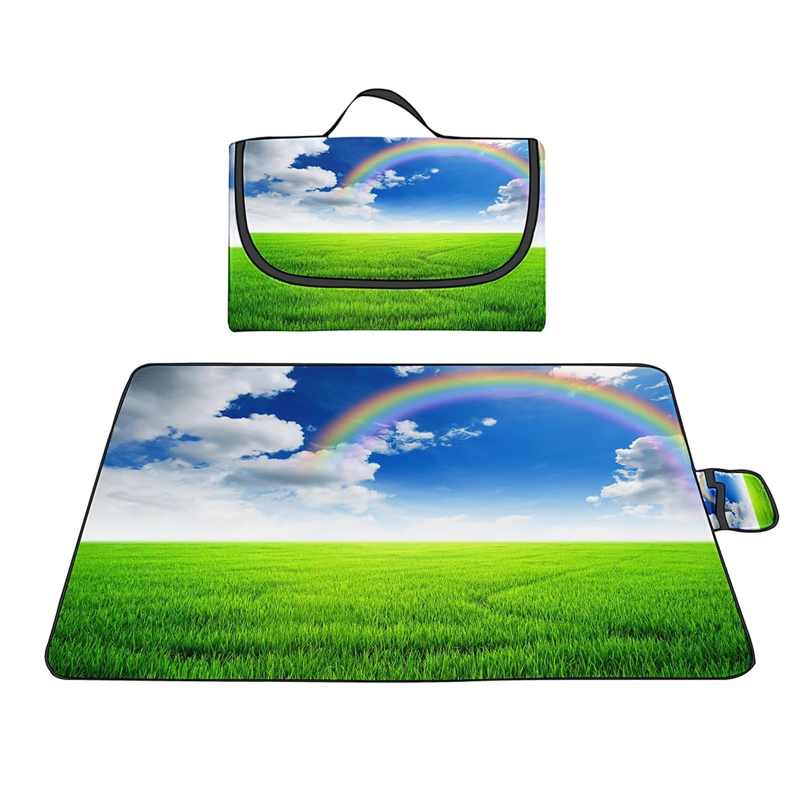 Couverture Pique-Nique Imperméable 200x200cm Grand Tapis de Plage Anti Sable Couverture Plage Pliable Tapis de Picnic Léger Doux pour Famille Plage Pique-Nique Camping Grassland Vert