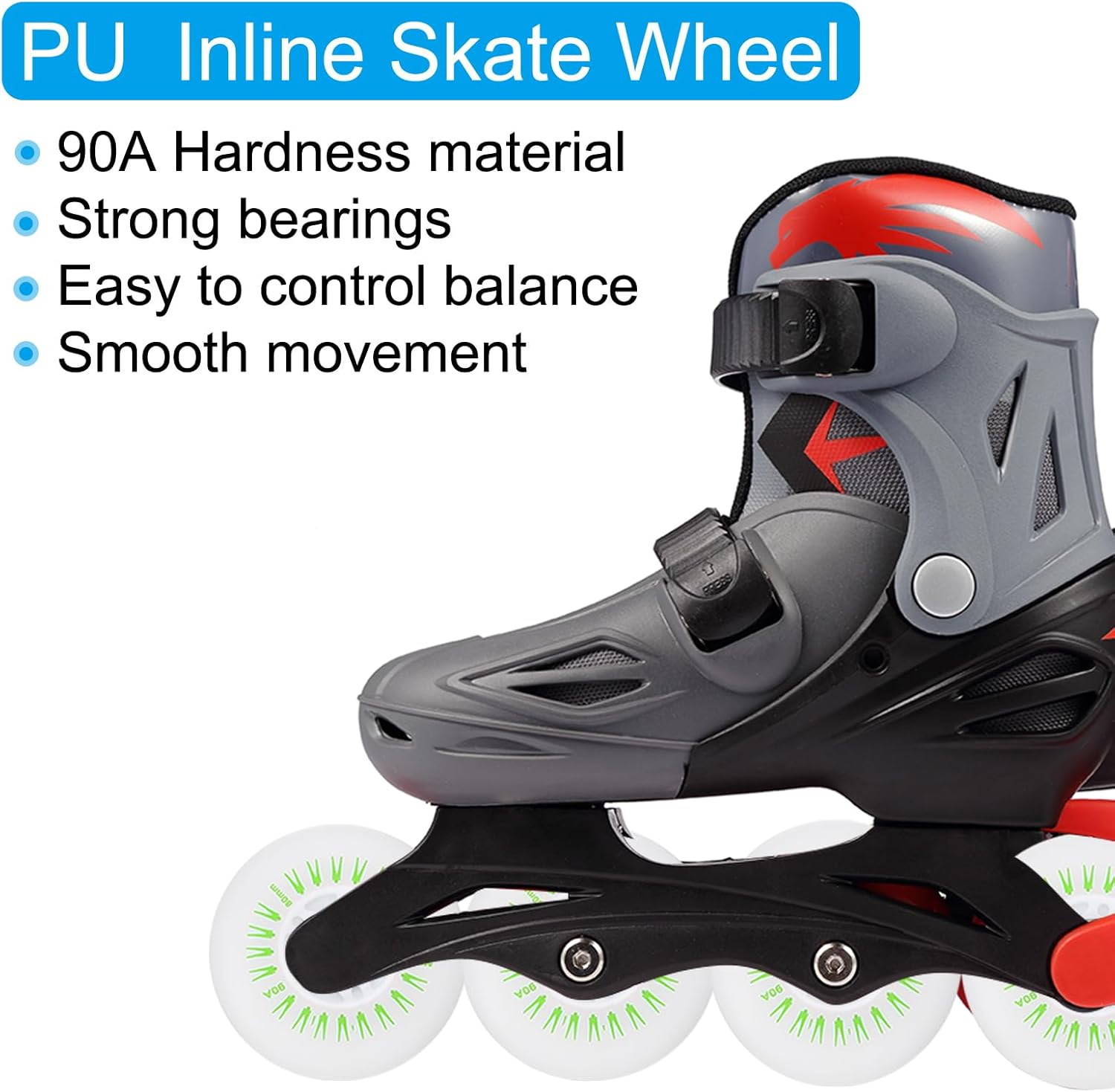 PATIKIL Colorful Light Up Inline Skate Wheels 80mm, 4Pcs LED Flashing Inline Roller Wheels 90A PU with Bearings for Indoor/Outdoor Scooter Replacement, Green