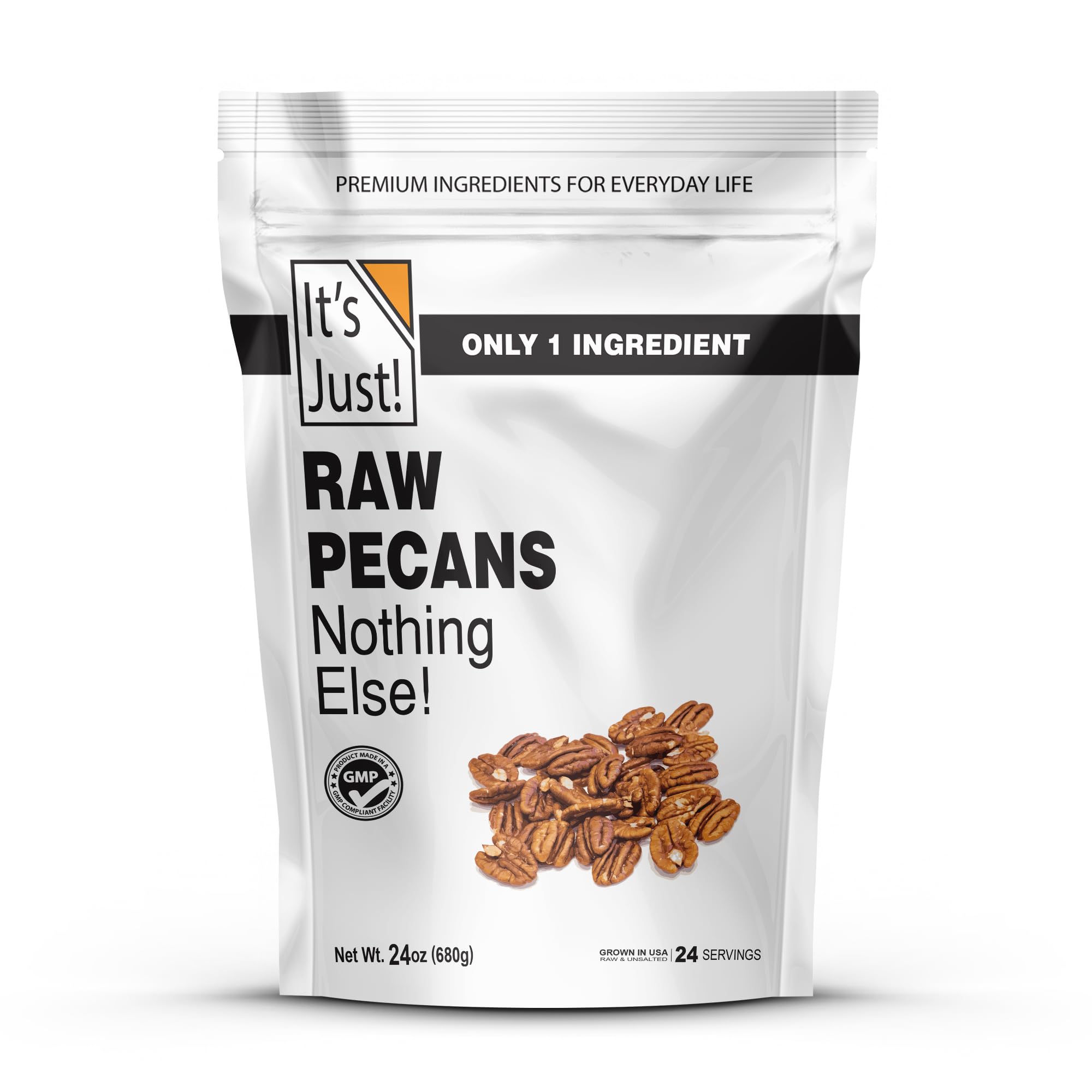 It's Just - Raw Pecans Halves, Unsalted, Jumbo XL, Ready to Eat or Roast, Fancy Premium Nuts, Product of USA (24 Ounce (Pack of 1))