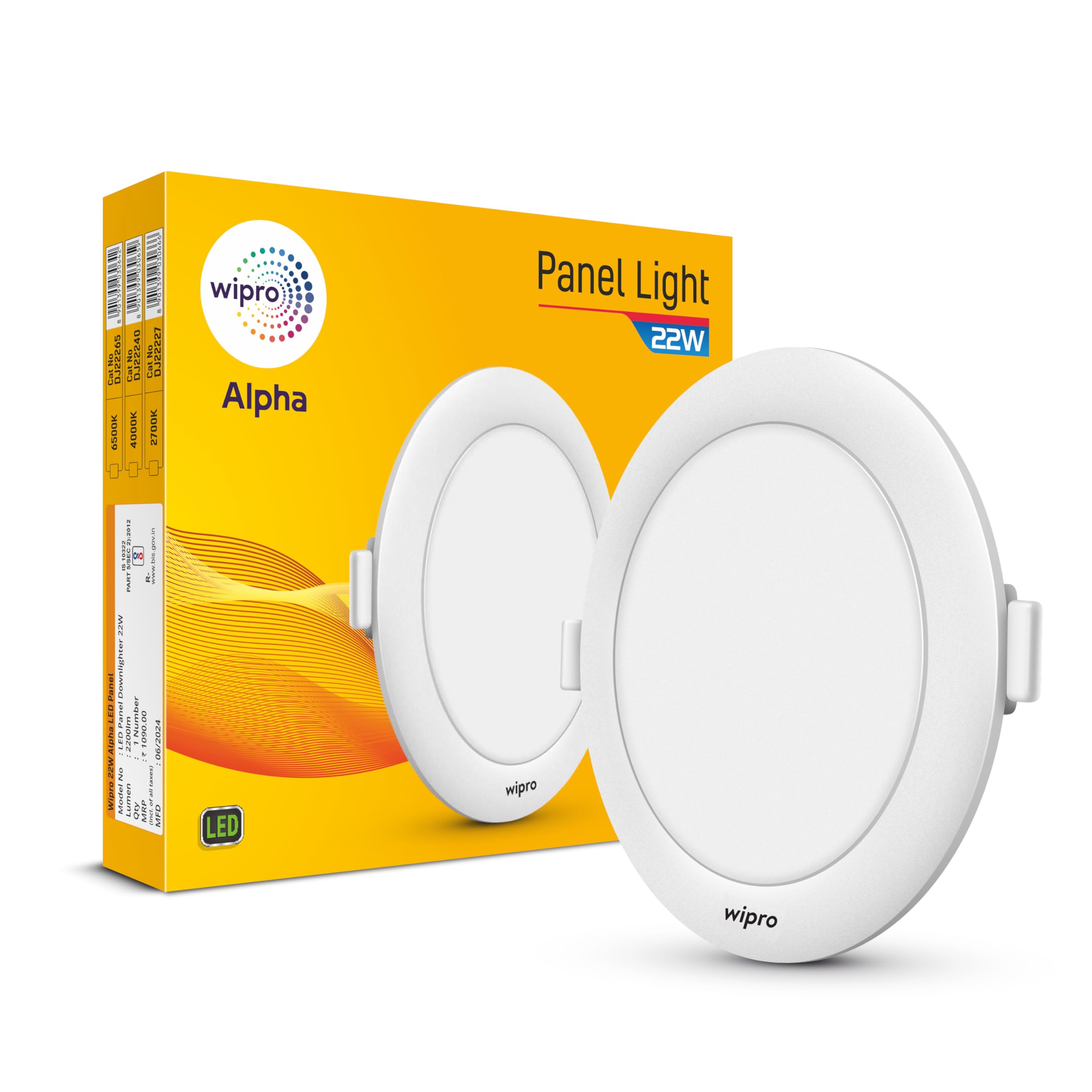 Wipro Garnet 22W Round LED Alpha Panel | Warm White Light (2700K) | Recessed Down Light for False Ceiling | Cutout - 82mm | Pack of 1-image-48