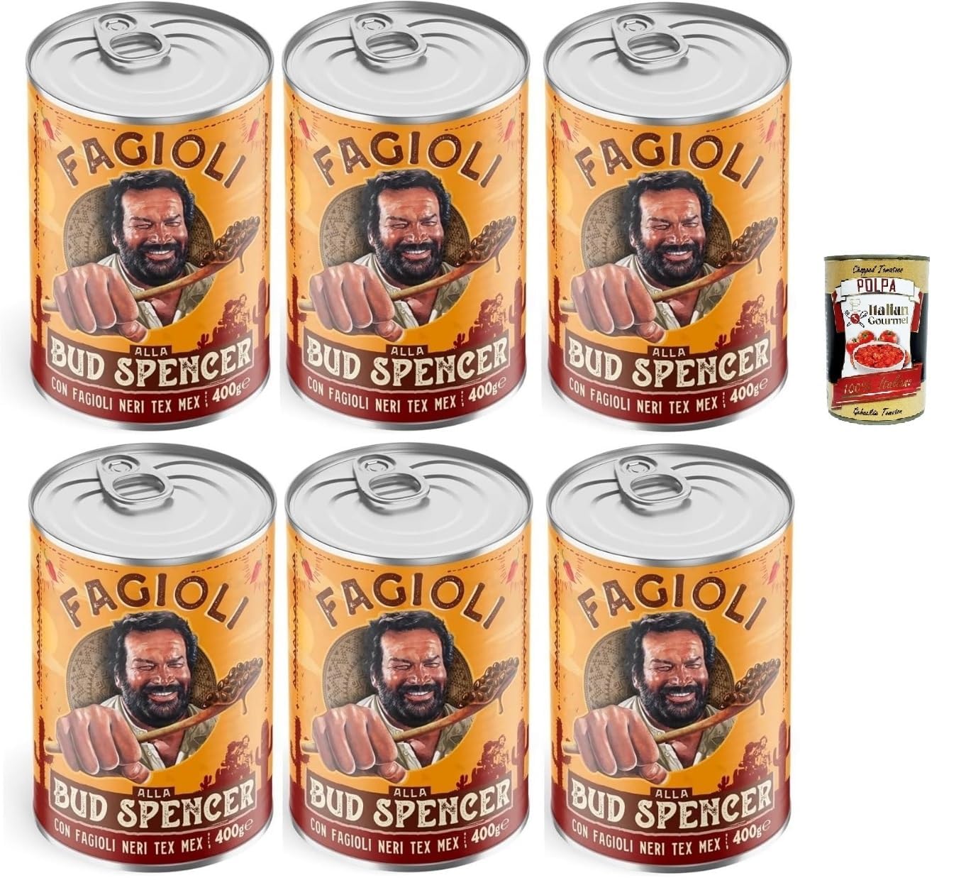 Frijoles Tex Mex Bud Spencer, Bud Power- Frijoles Tex Mex Bud Spencer listos para degustar 6 x 400 g+ Italian Gourmet polpa 400g