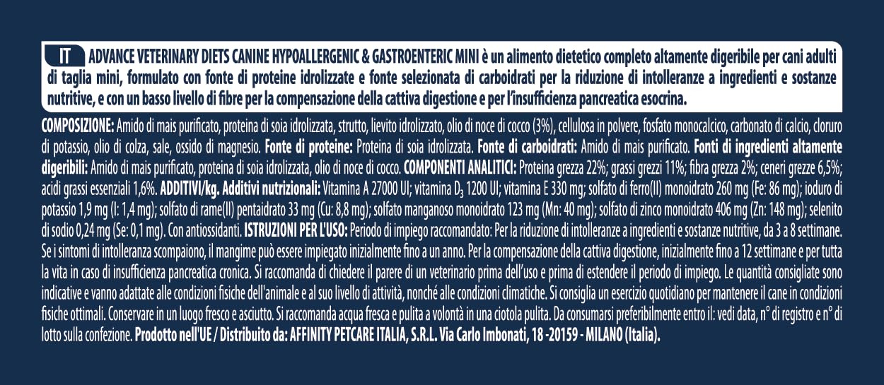 Advance Veterinary Diets Hypoallergenic, Cibo per Cani Mini, 2kg