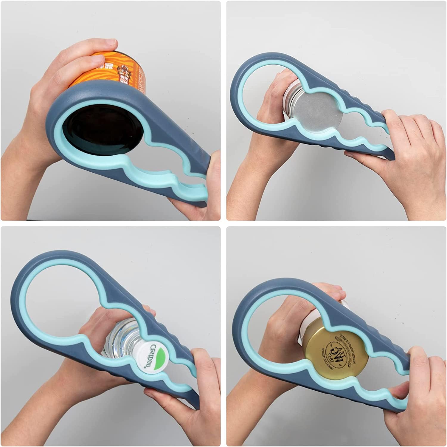 Apribottiglie Multifunzione 4 In 1 Per Mani Deboli E Artrite - Apriscatole E Apritappo Facile Da Usare, Set Da 2 Pezzi - 3