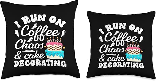 Miniatura 3 de I Run Coffee Chaos - Almohada decorativa para amantes de los pasteles, 16 x 16 pulgadas, multicolor