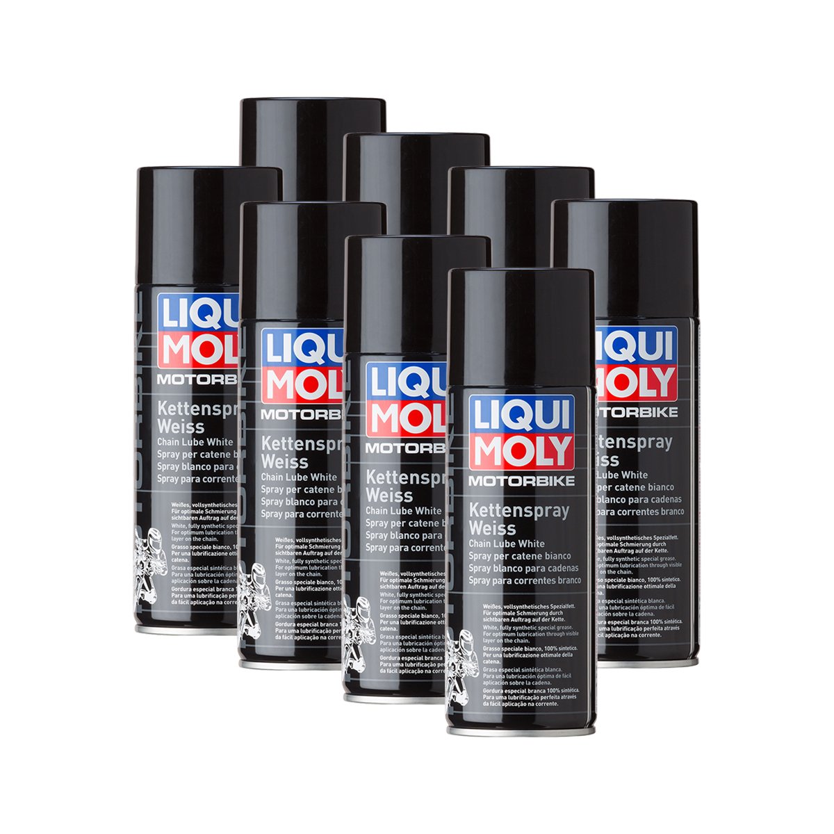 8 x Liqui Moly 1591 Motor Bike Cadena Spray Color Blanco Lubricación 400 ml