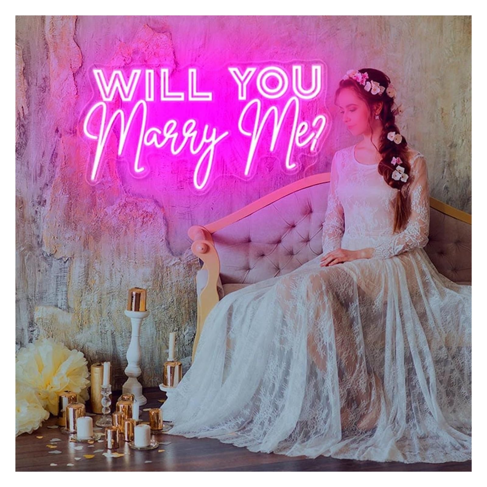 Lemst C Signs Lamp Led Will You Marry Me? Neon Sign, Decor For Proposal & Wedding Scene(,60Cm)