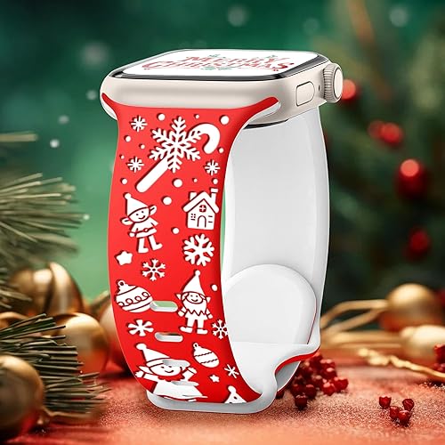 Miniatura 9 de Christmas Gift Compatible with Christmas Apple Watch Bands for Women 49mm 46mm 45mm 44mm 42mm, Soft Silicone Santa Claus for Apple Watch Ultra 3