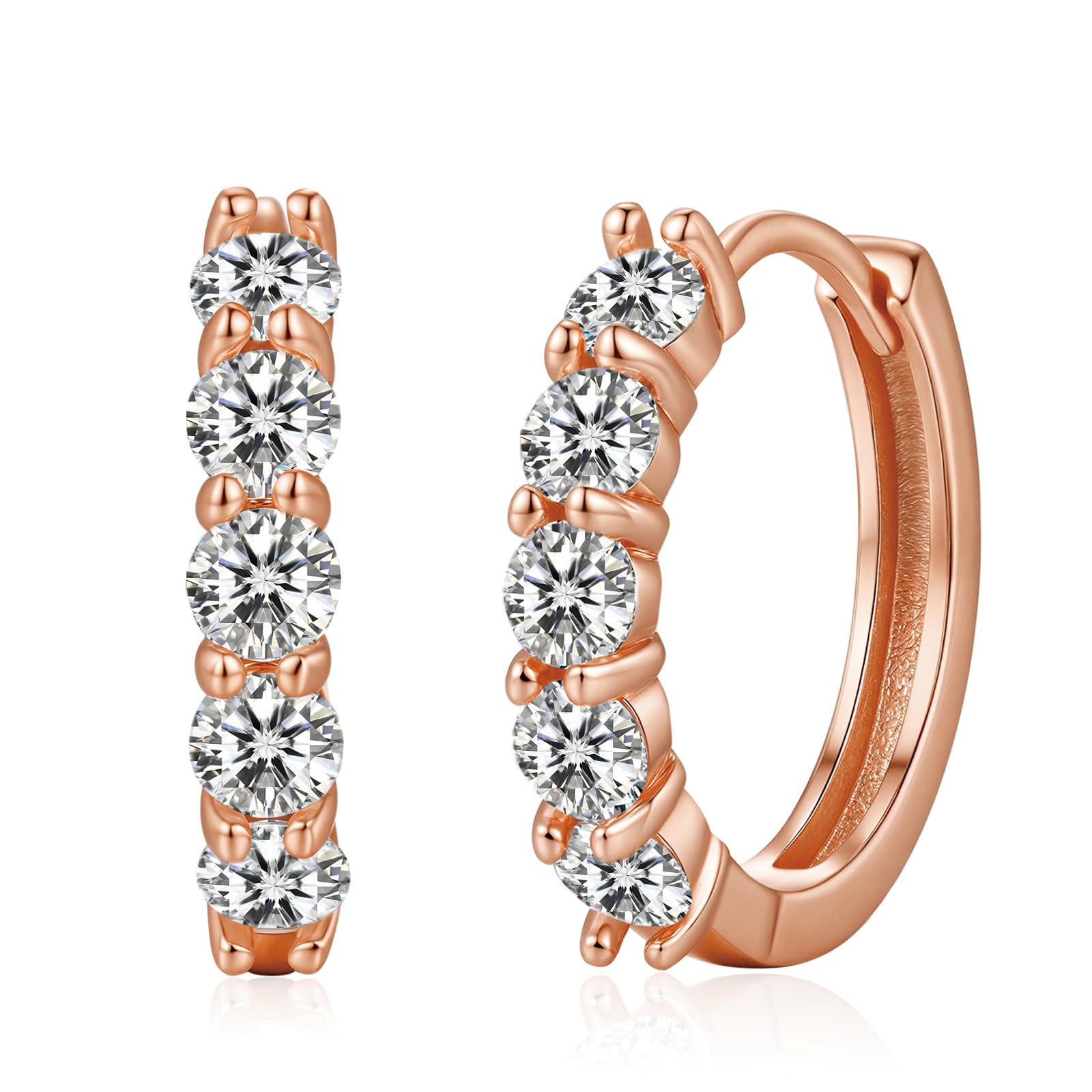 MISUMOR Moissanite Creolen Ohrringe Silber 925 Echt Rund D Farbe VVS1 Klarheit Moissanite Gold Ohrringe Damen Innendurchmesser 12.8mm Schmuck Damen Valentinstag Geschenke für Sie Frauen Mama Freundin