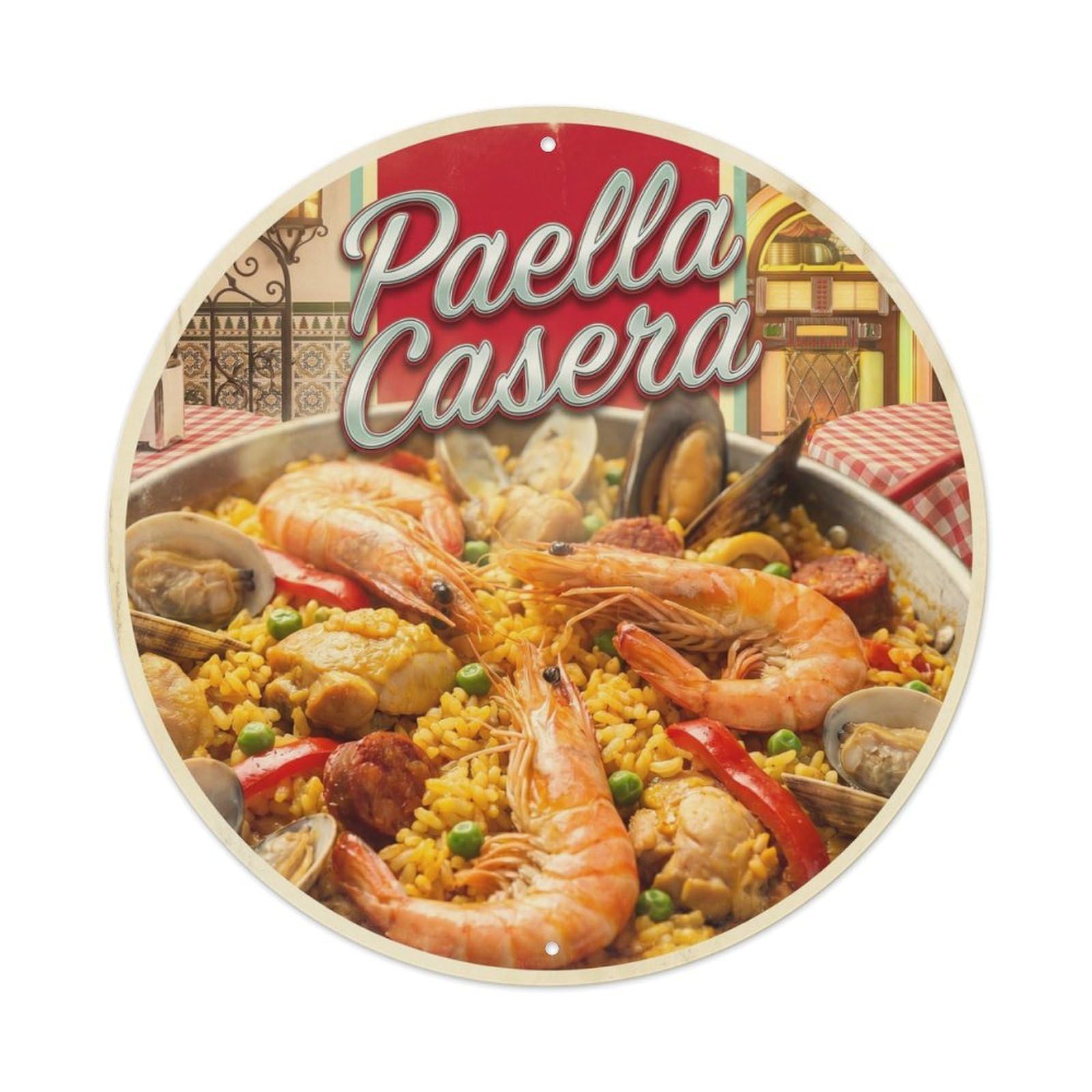 Paella Maravilla 1950s Diner Spanish Cuisine Metal Tin Sign