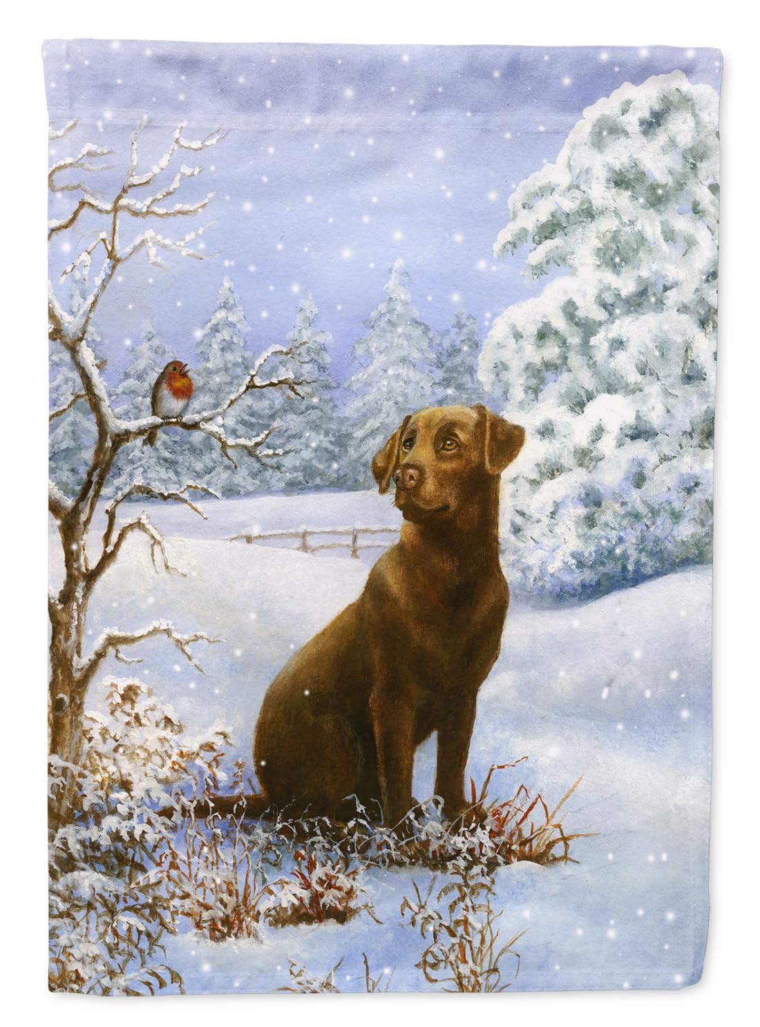 Drapeau de Jardin Labrador Chocolat pour embellir votre entrée en hiver